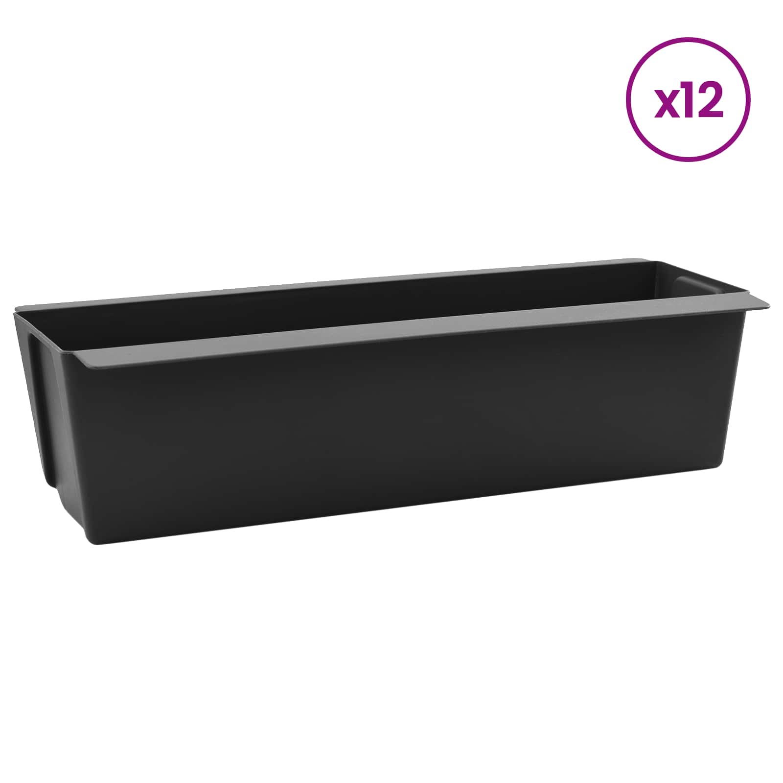 Euro pallide lillekastid 12 tk Must 36 x 13,5 x 9,5 cm