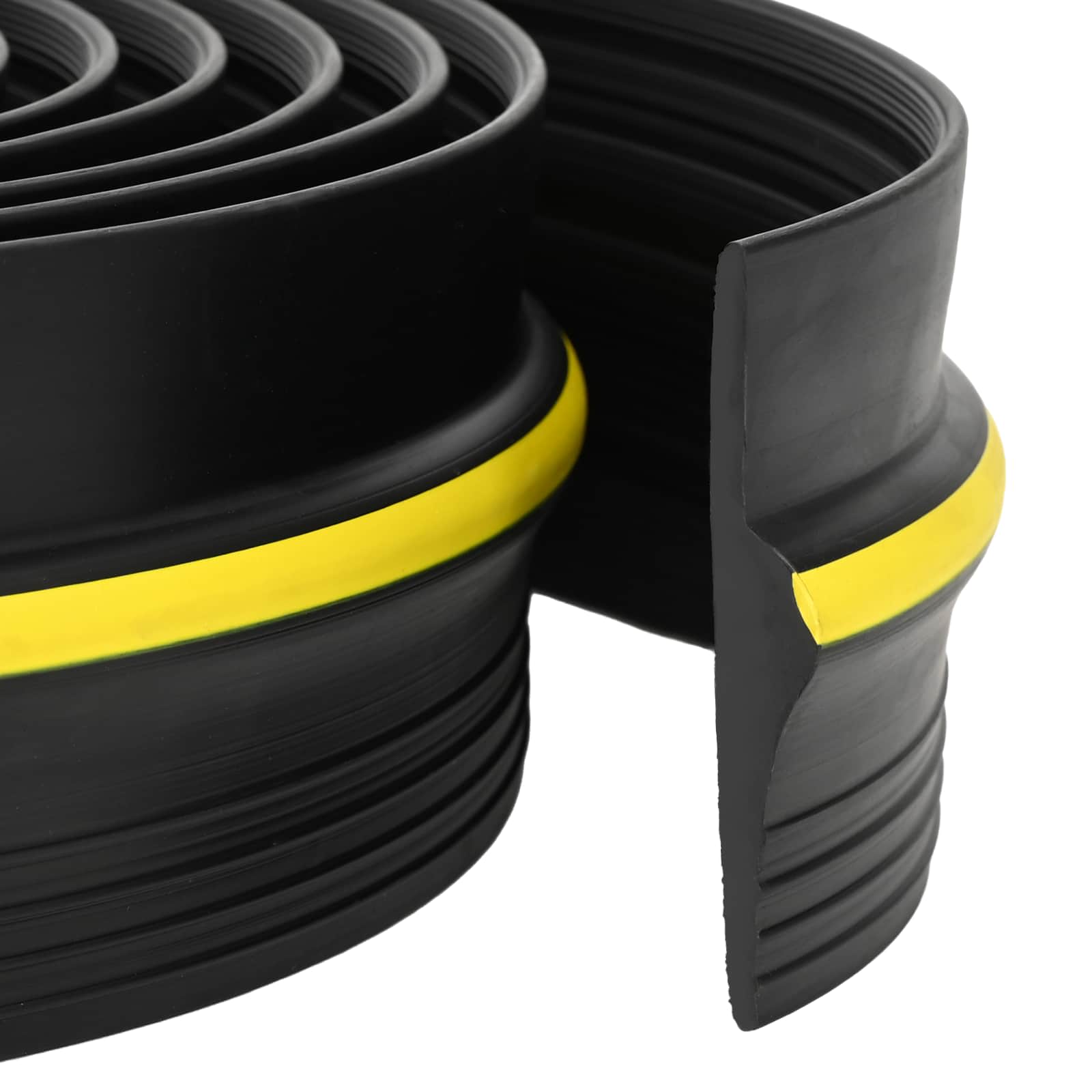 Garaaži põrandatihend Must ja Kollane 12 x 90 mm 2,5 m PVC