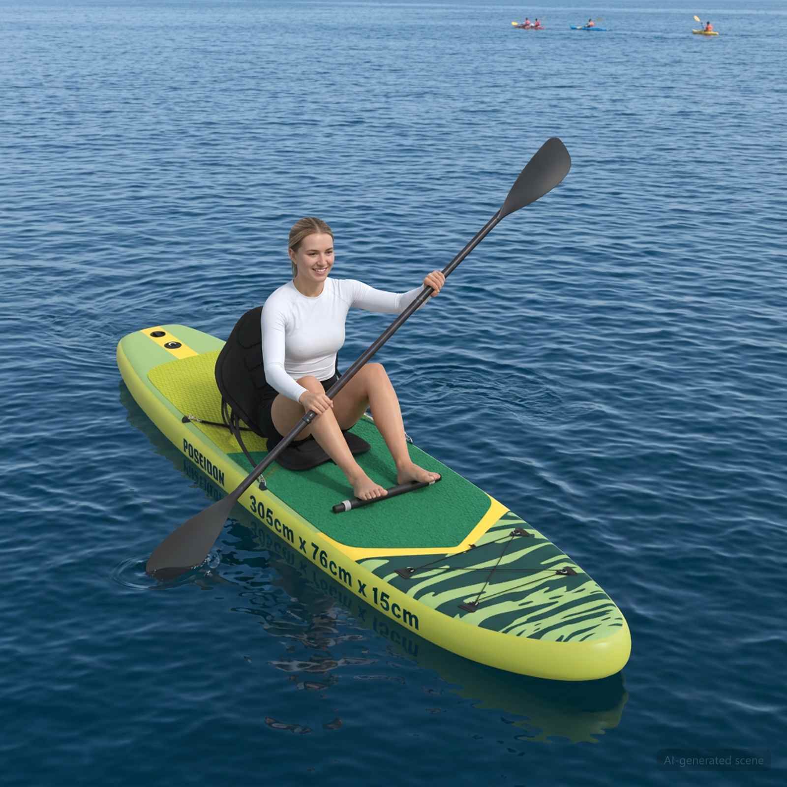 SUP laud koos istmega 2-in-1 POSEIDON 305 x 76 x 15 cm Roheline