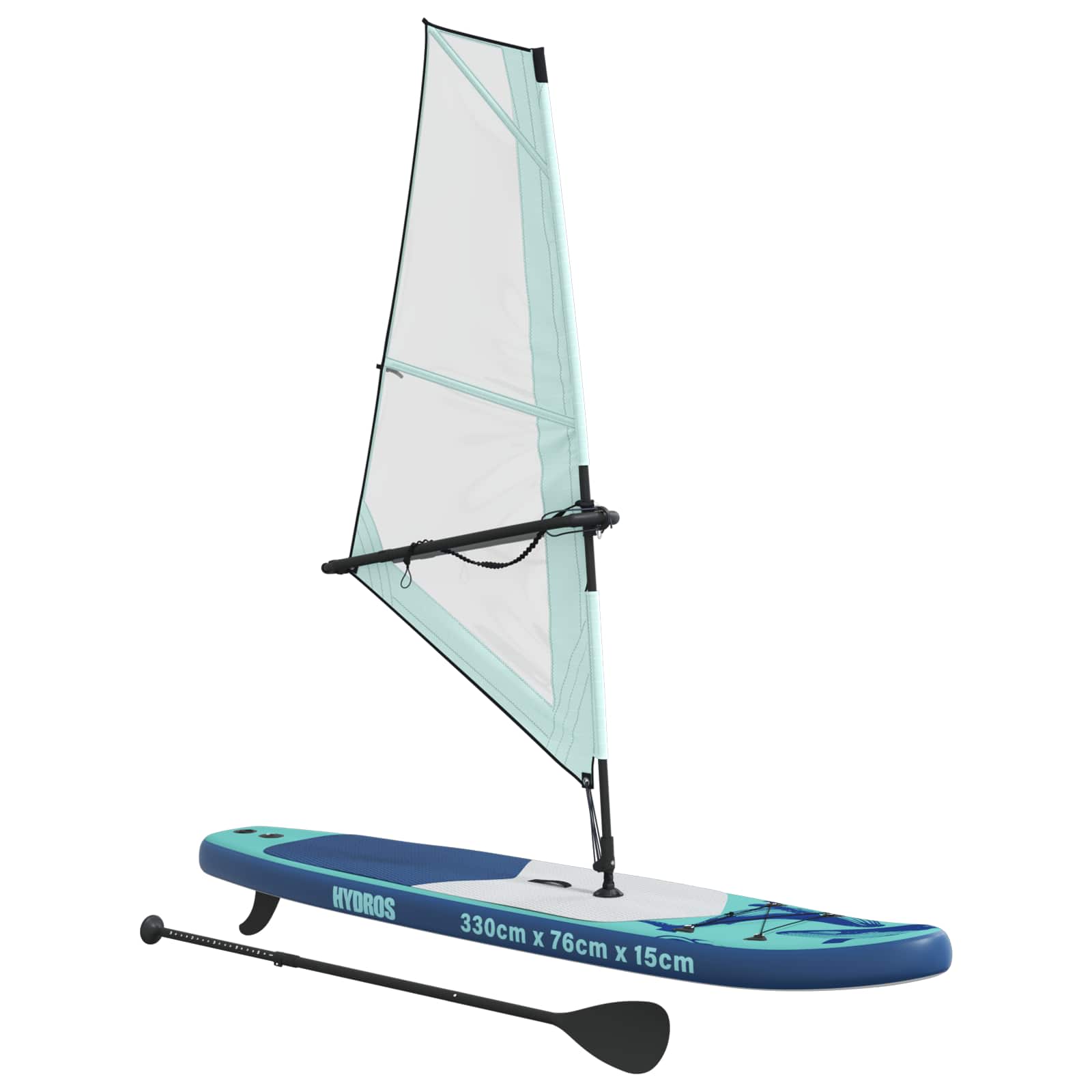 Kootud SUP laud purjega HYDROS 330 x 76 x 15 cm Türkiis