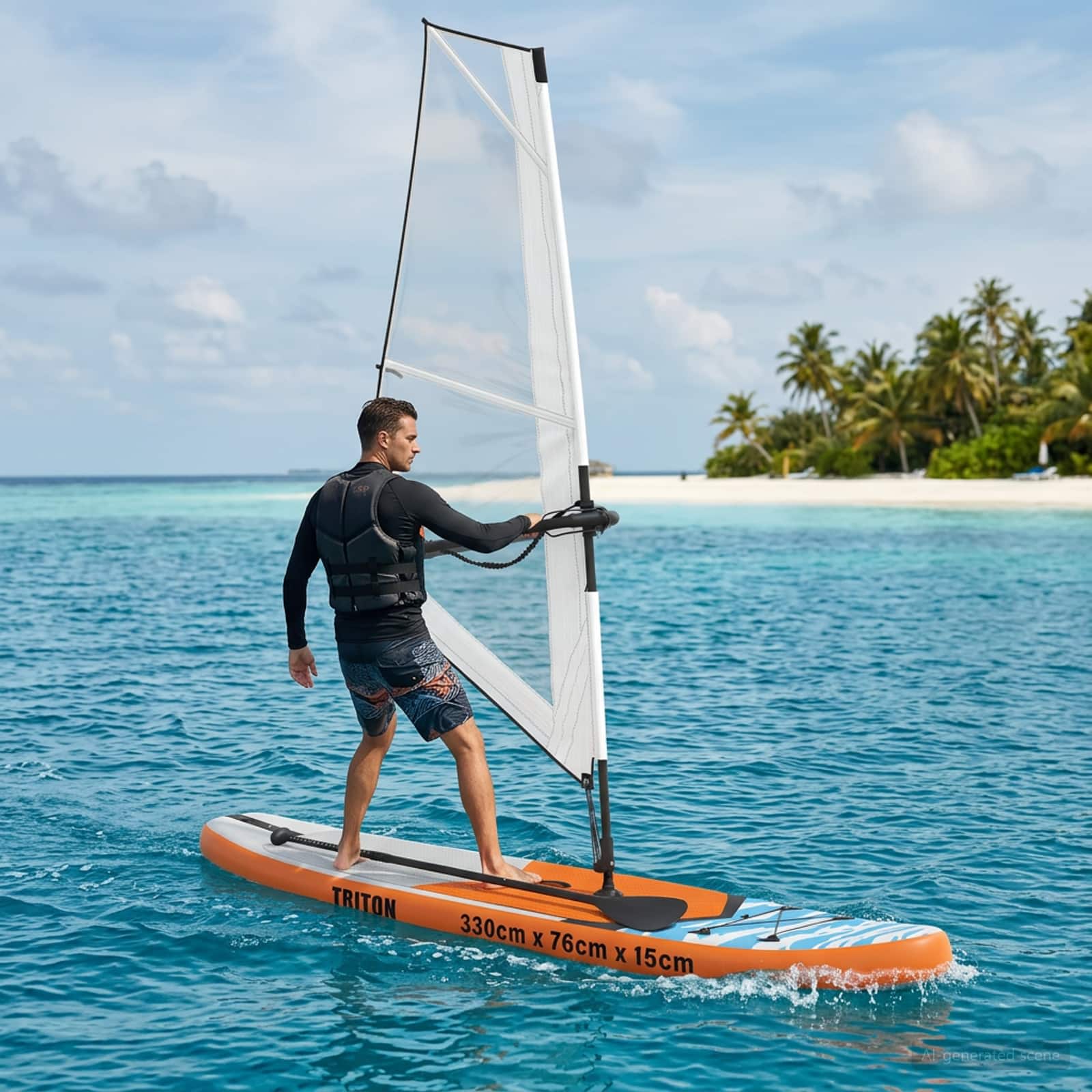 Kootud SUP laud purjega TRITON 330 x 76 x 15 cm Sinine