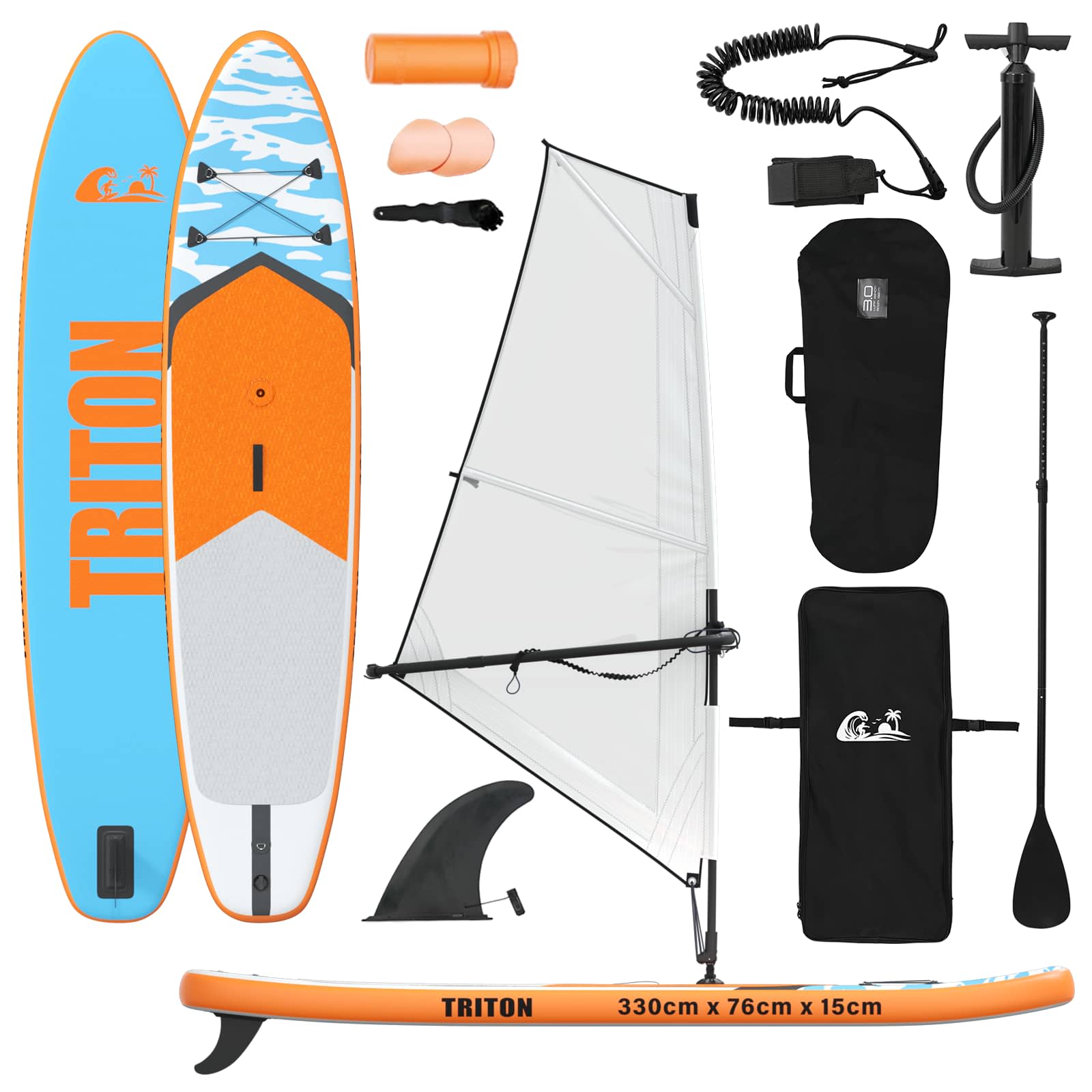 Kootud SUP laud purjega TRITON 330 x 76 x 15 cm Sinine