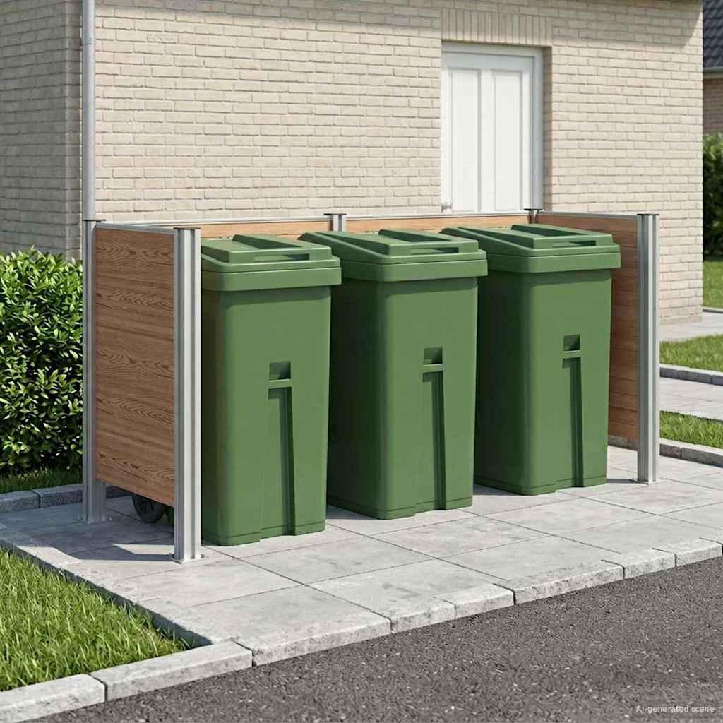 Prügikasti tregi Pruun 237 x 85 x 115 cm Alumiinium ja WPC