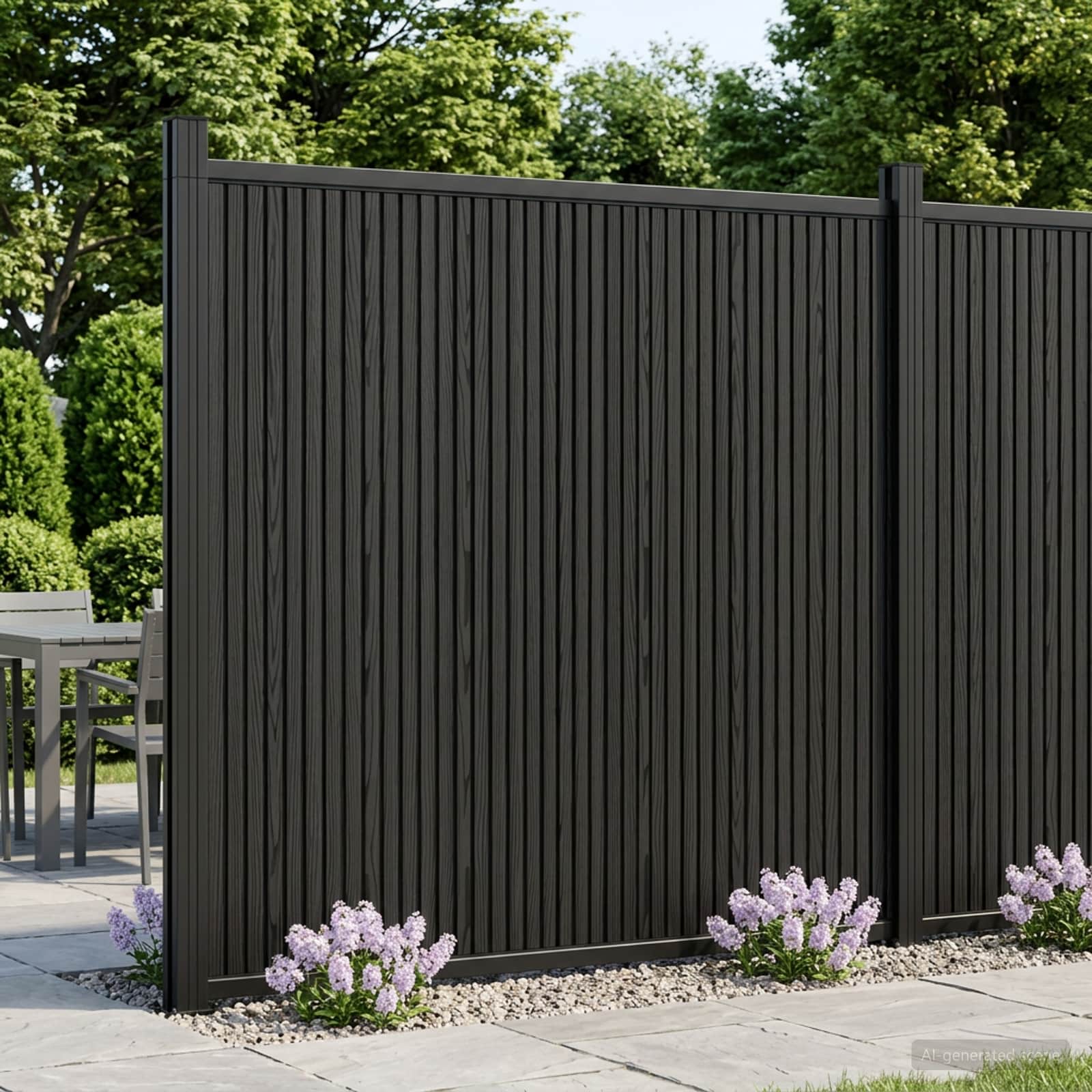 Aiapaneel 5 tk 880 x 186,5 cm WPC ja Alumiinium Must