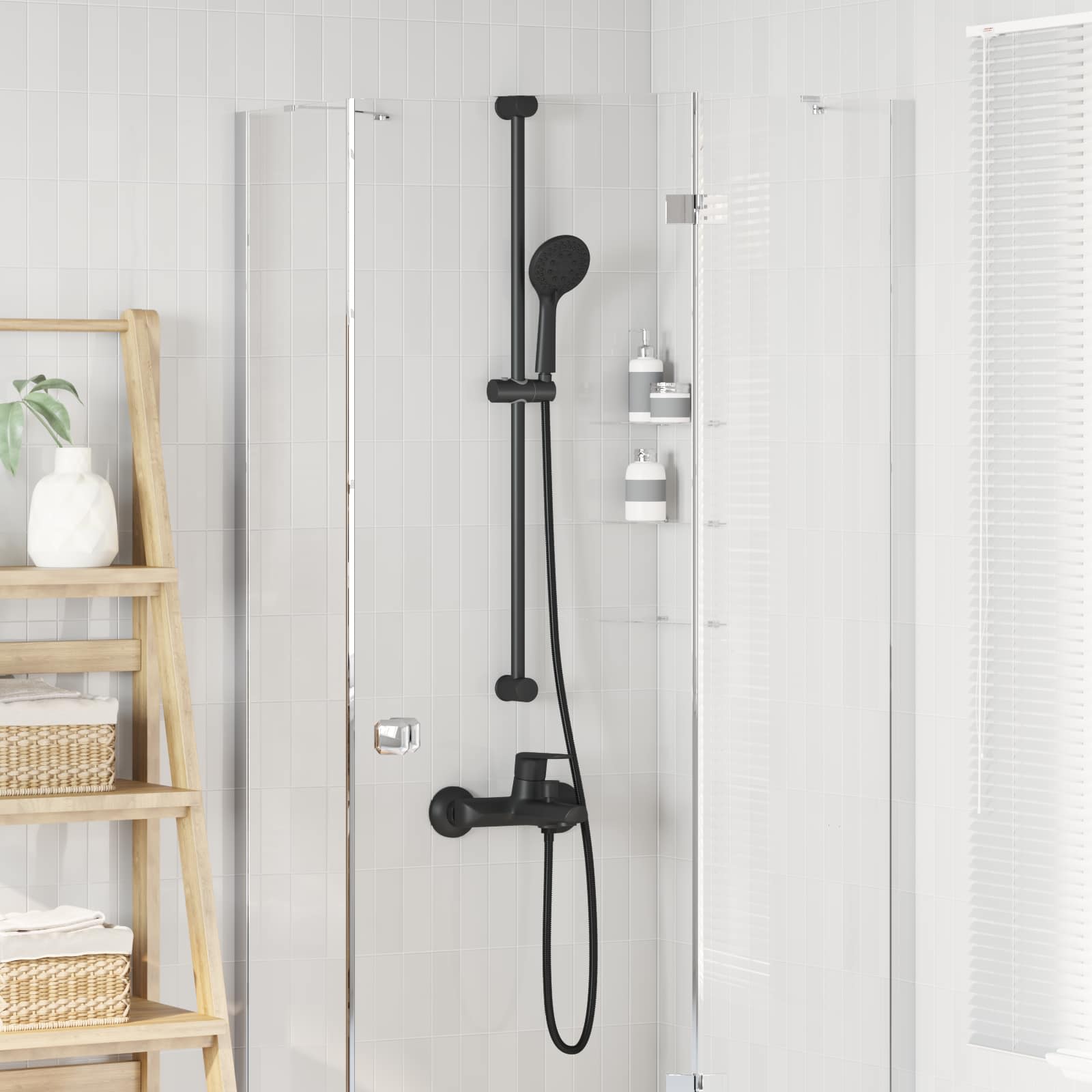 Dušipea Komplekt Must 150 cm Roostevaba teras