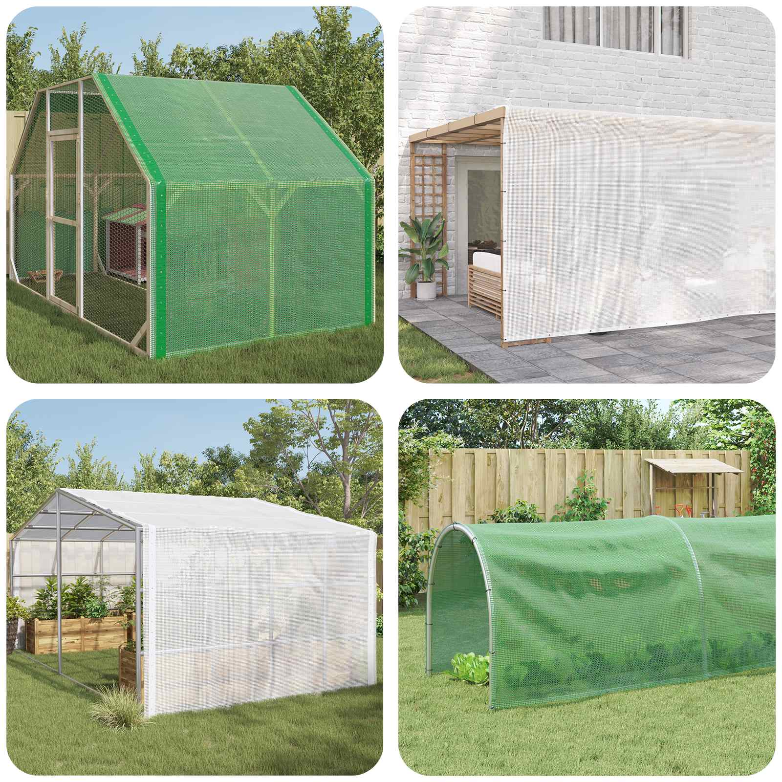 Kattekangas aukudega 2 tk Roheline 1,5 x 5 m 260 gsm PE