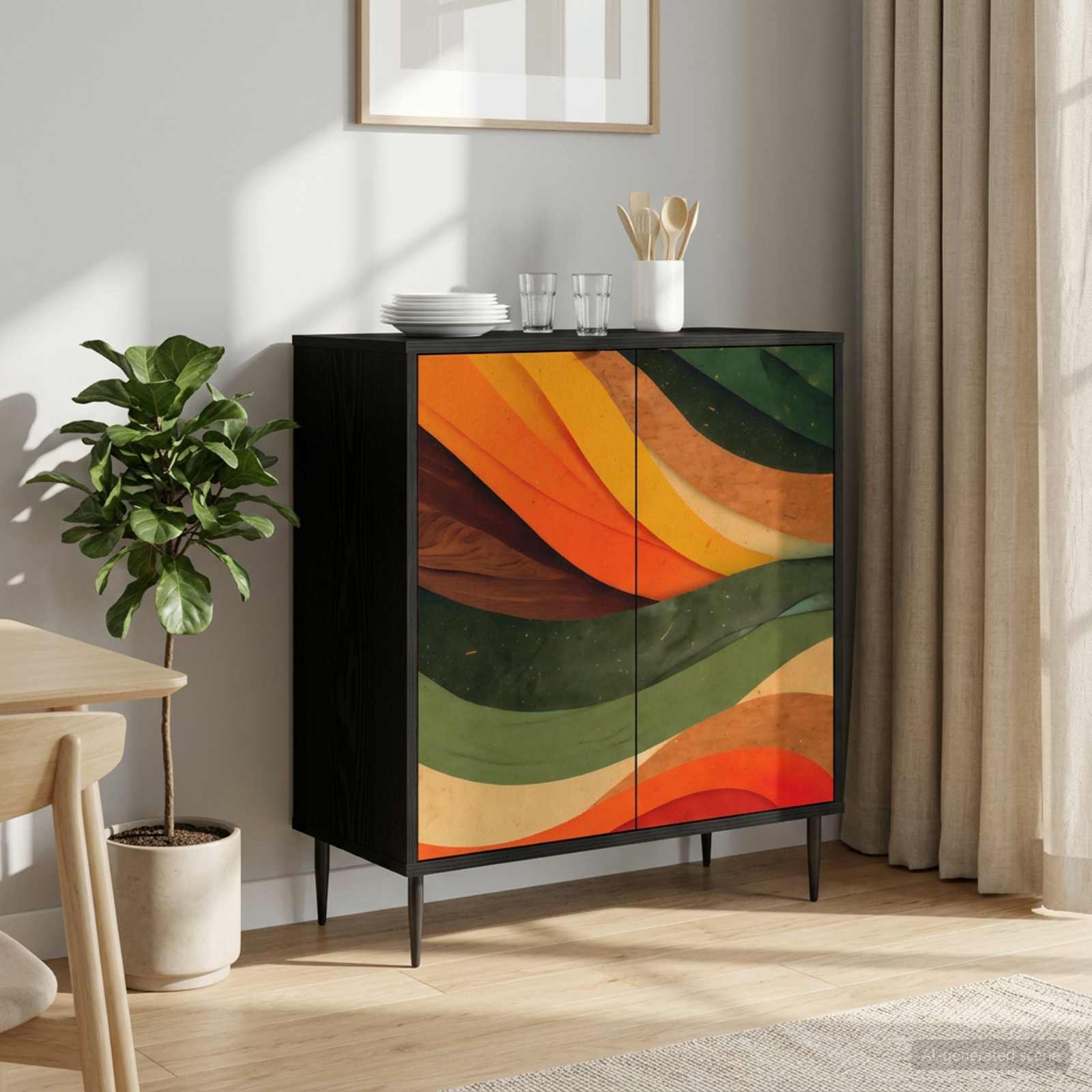 Kõide BONN Must tamm 69 x 33 x 76 cm Tehispuit
