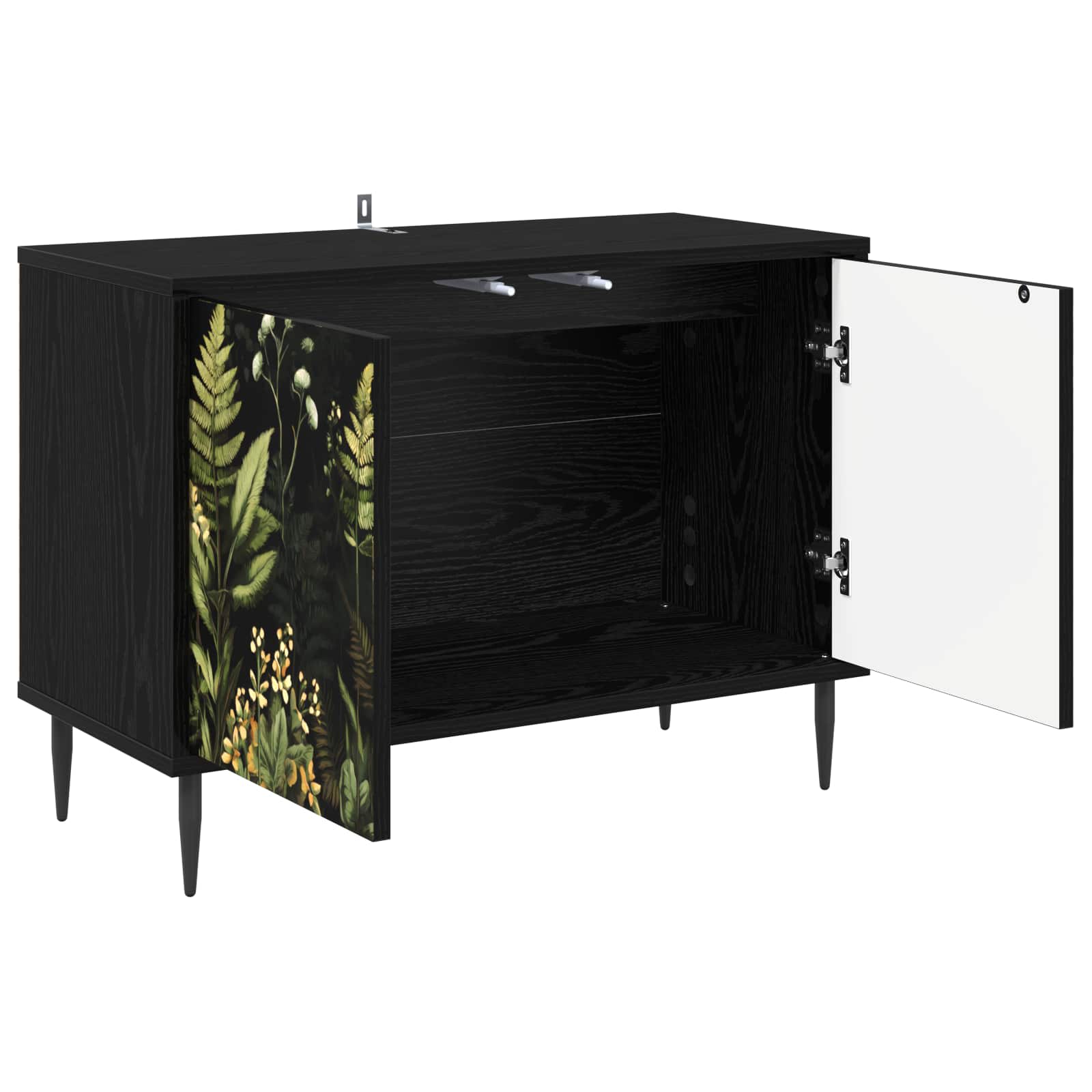 Telerikapp RHENEN 69 x 33 x 50,5 cm Must tamm Tehispuit