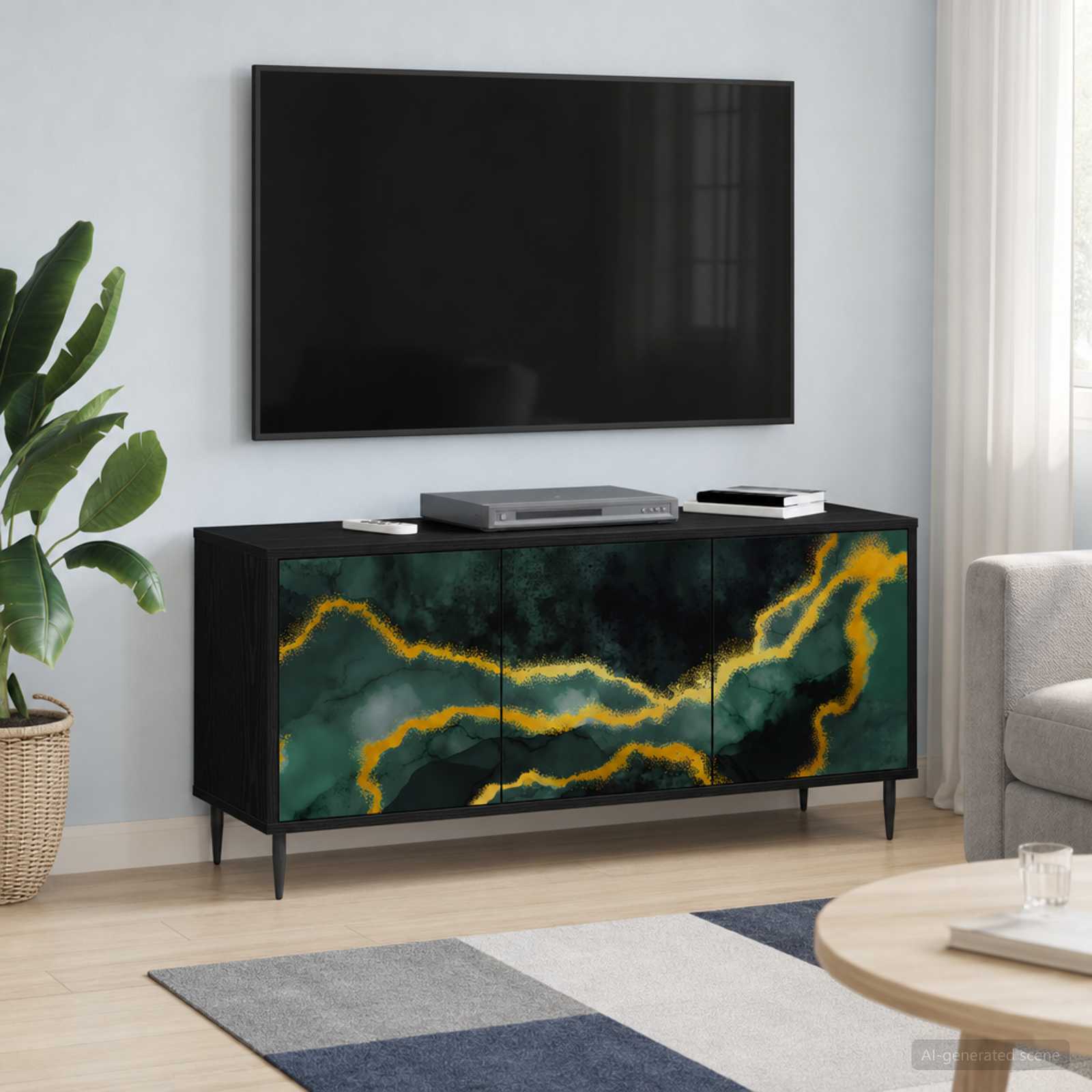 Telerikapp WIJHE 102 x 33 x 51 cm Must tamm Tehispuit