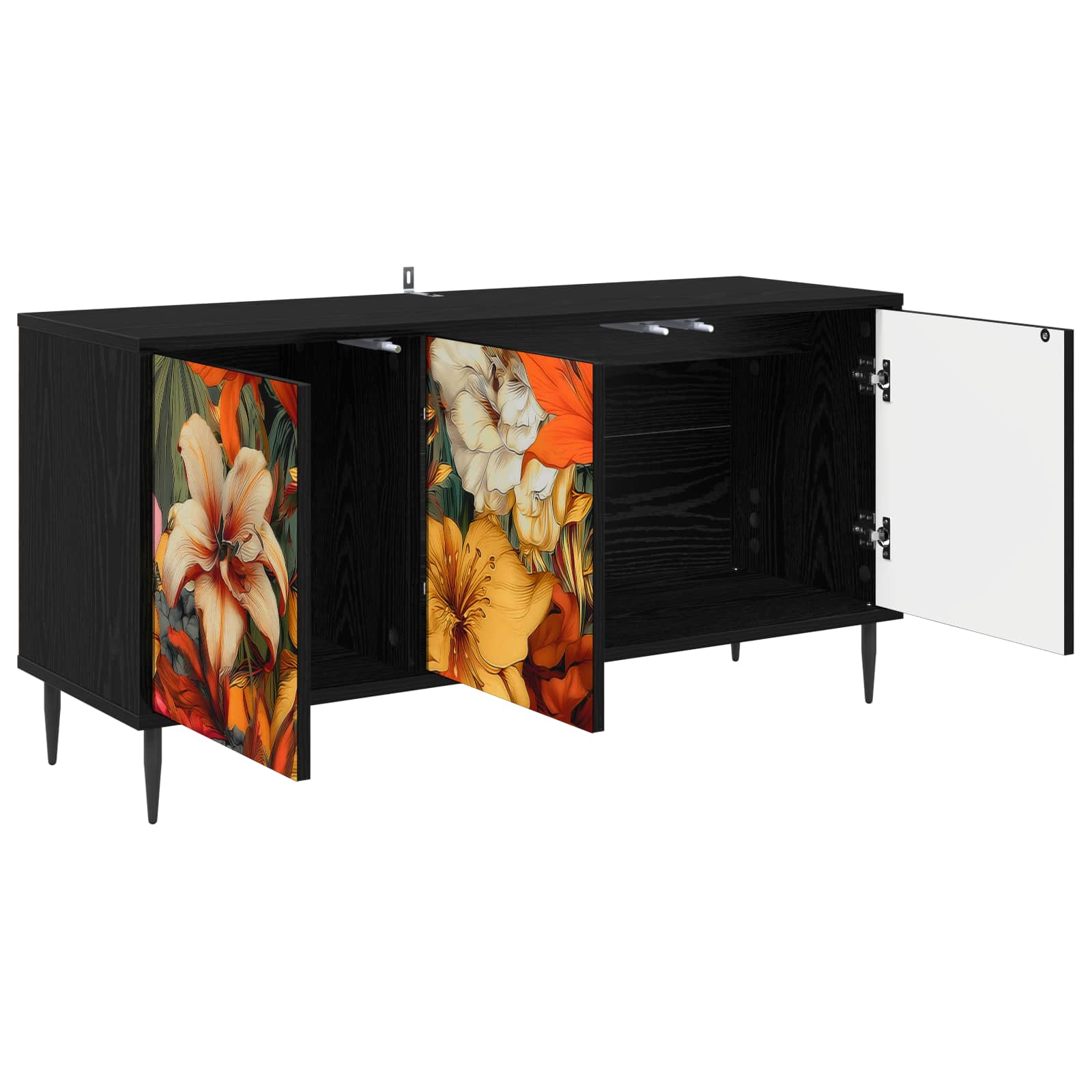 Telerikapp GENNEP 102 x 33 x 51 cm Must tamm Tehispuit