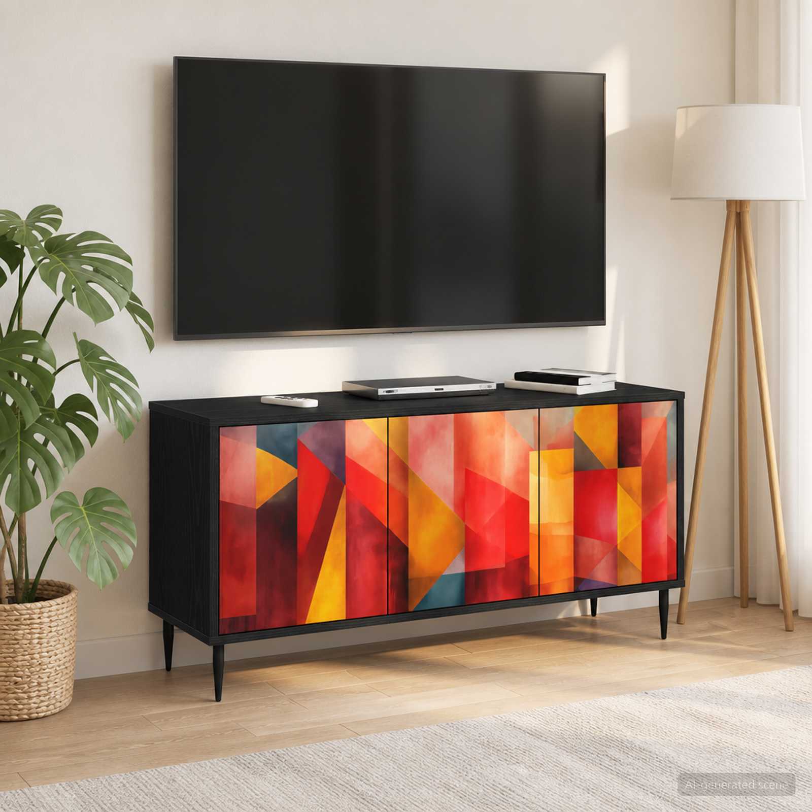 Telerikapp HEESCH 102 x 33 x 51 cm Must tamm Tehispuit