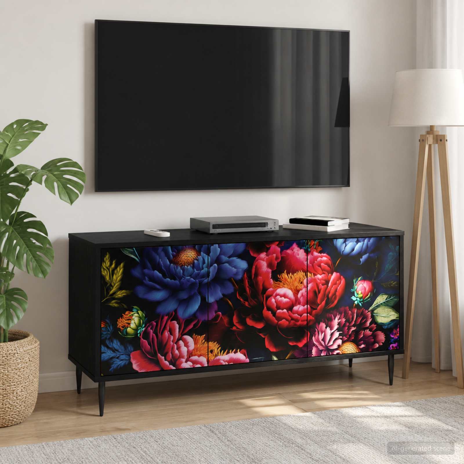 Telerikapp KIEL 102 x 33 x 51 cm Must tamm Tehispuit