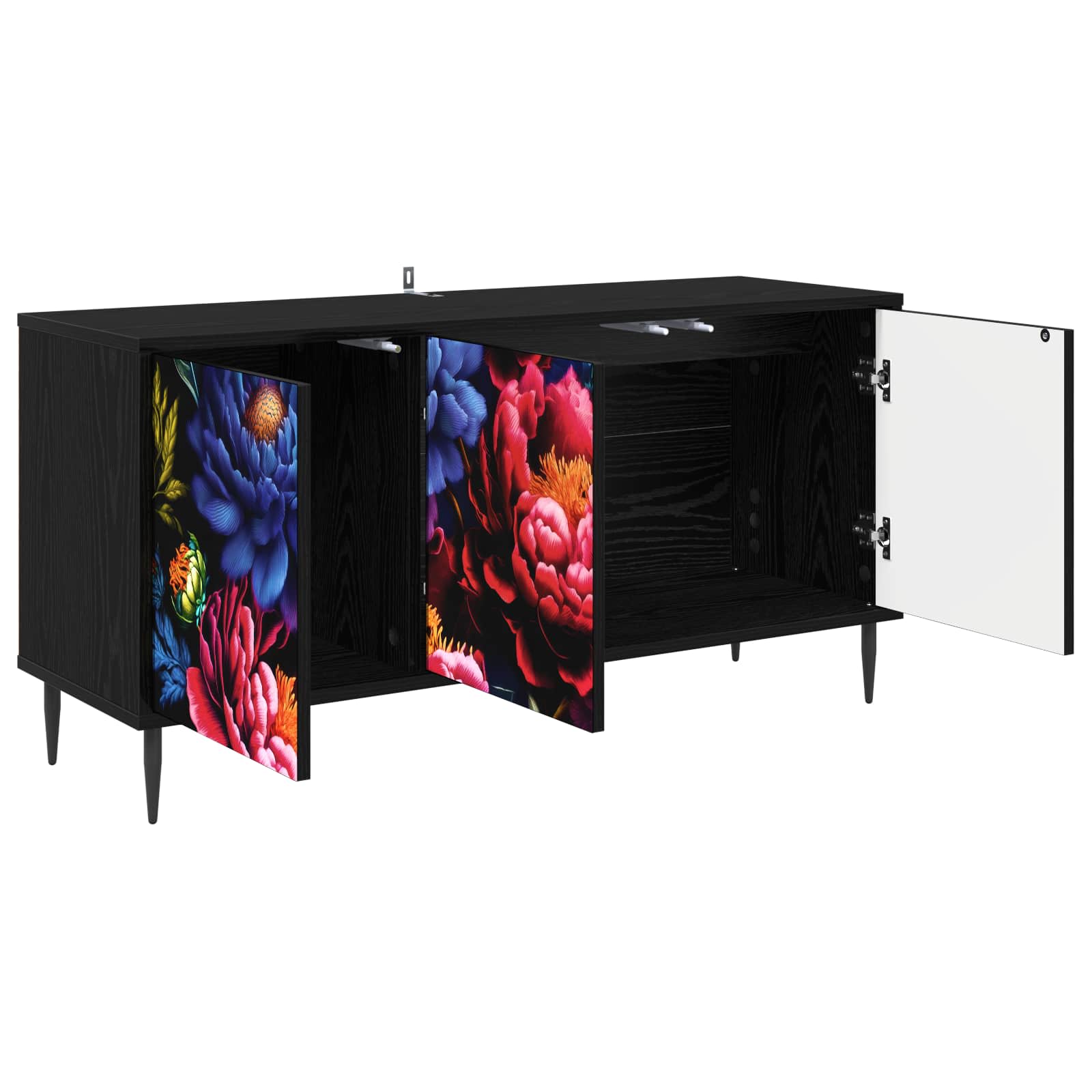 Telerikapp KIEL 102 x 33 x 51 cm Must tamm Tehispuit