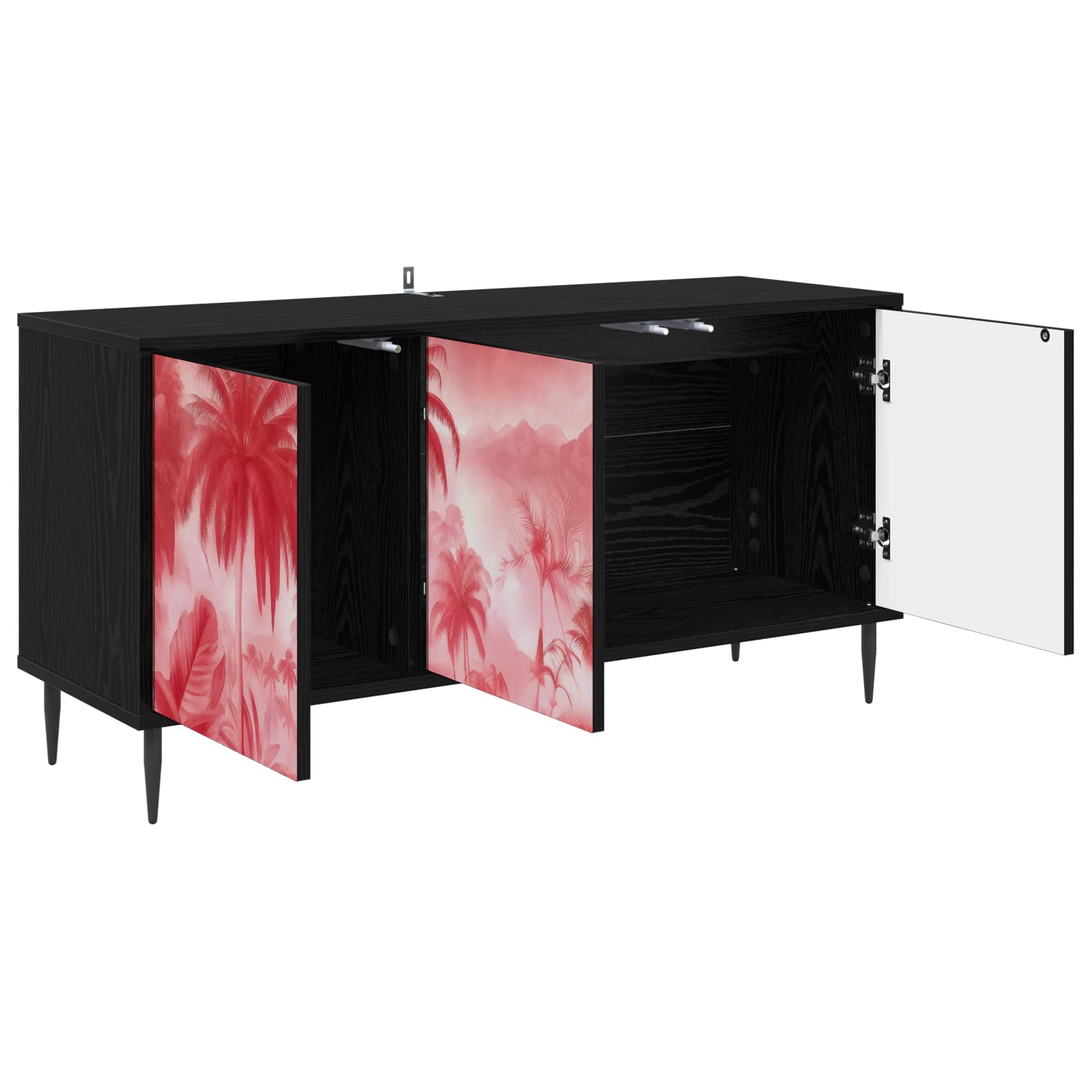Telerikapp AACHEN 102 x 33 x 51 cm Must tamm Tehispuit