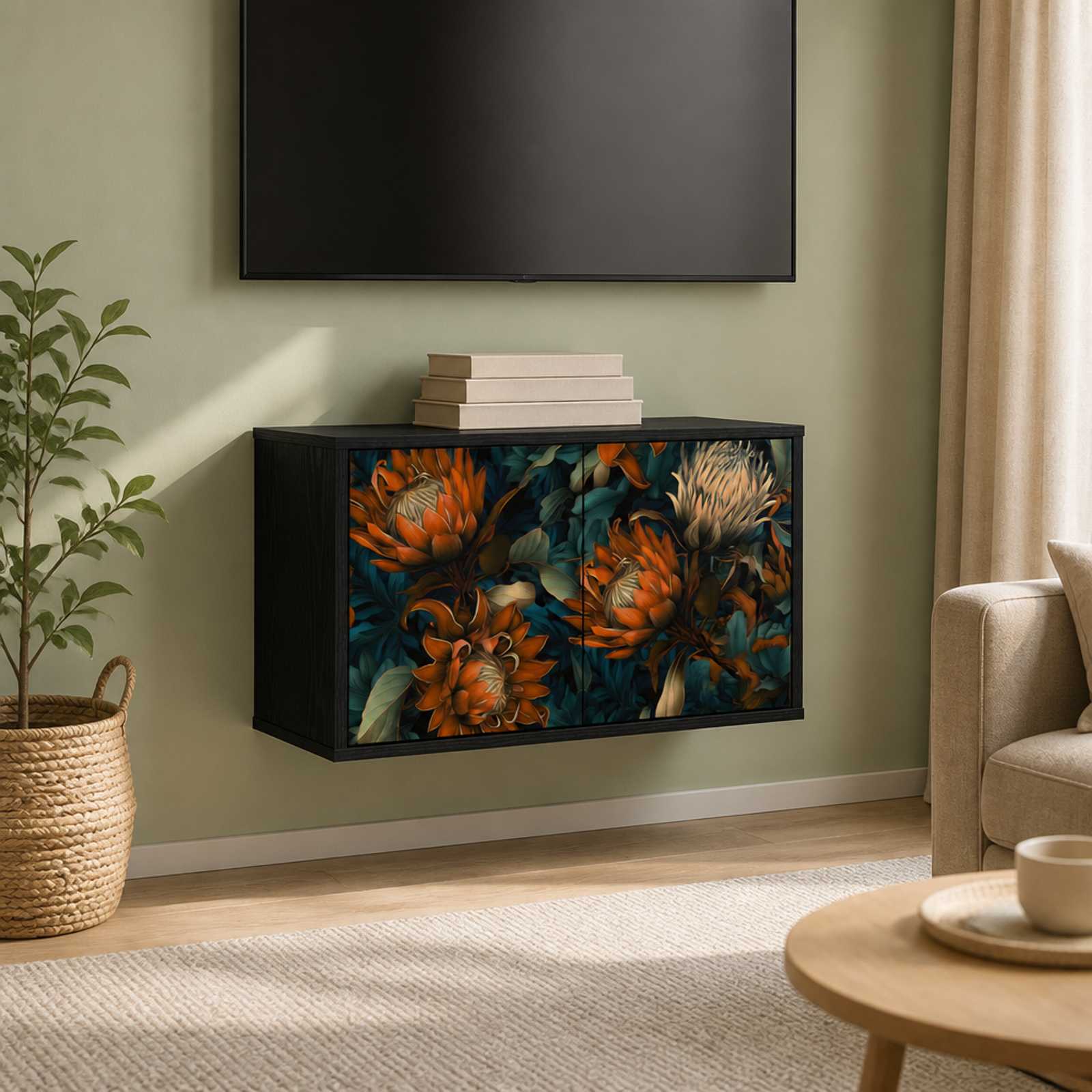 Seinale paigaldatav TV kapp LOCHEM 69 x 33 x 40 cm Must tamm