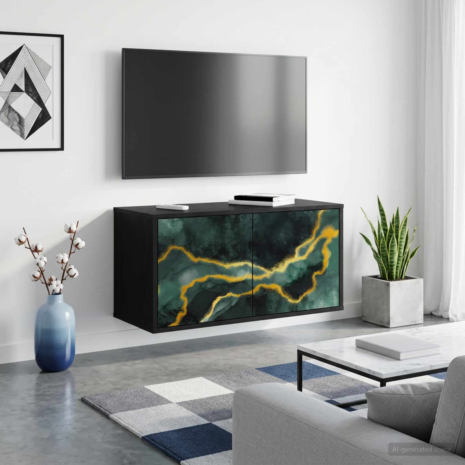 Seinale paigaldatav TV kapp WIJHE 69 x 33 x 40 cm Must tamm