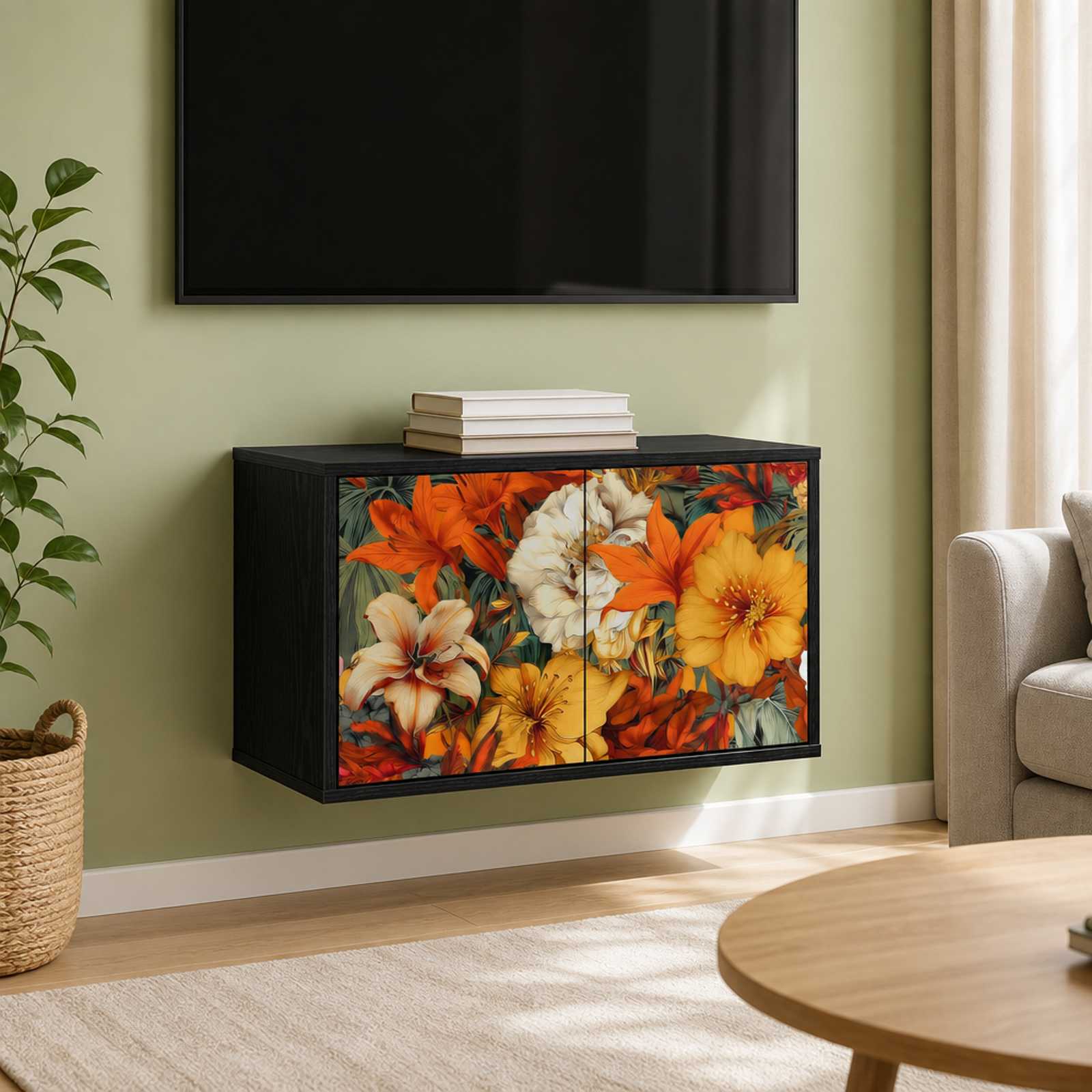 Seinale paigaldatav TV kapp GENNEP 69 x 33 x 40 cm Must tamm