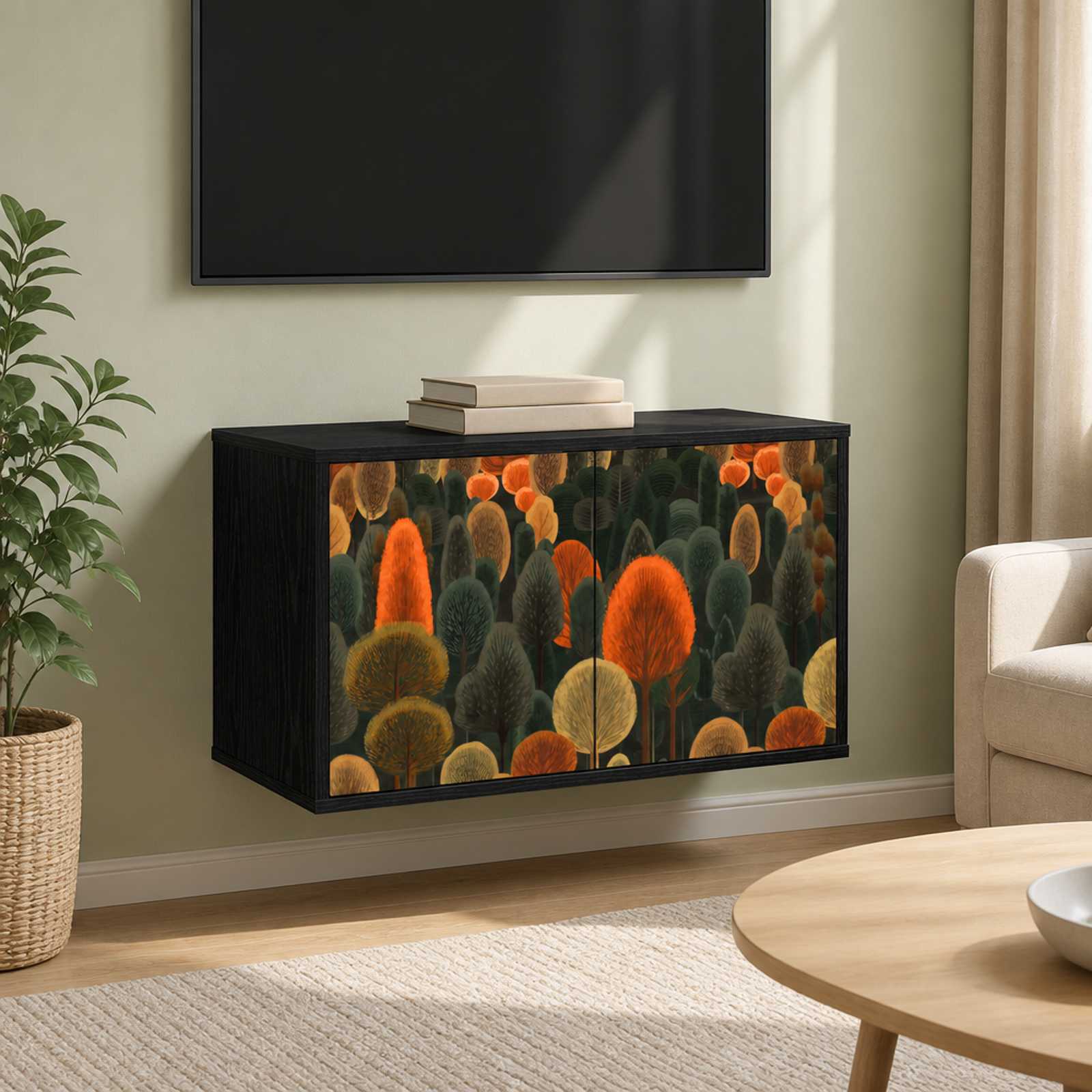 Seinale paigaldatav TV kapp ZAANDAM 69 x 33 x 40 cm Must tamm