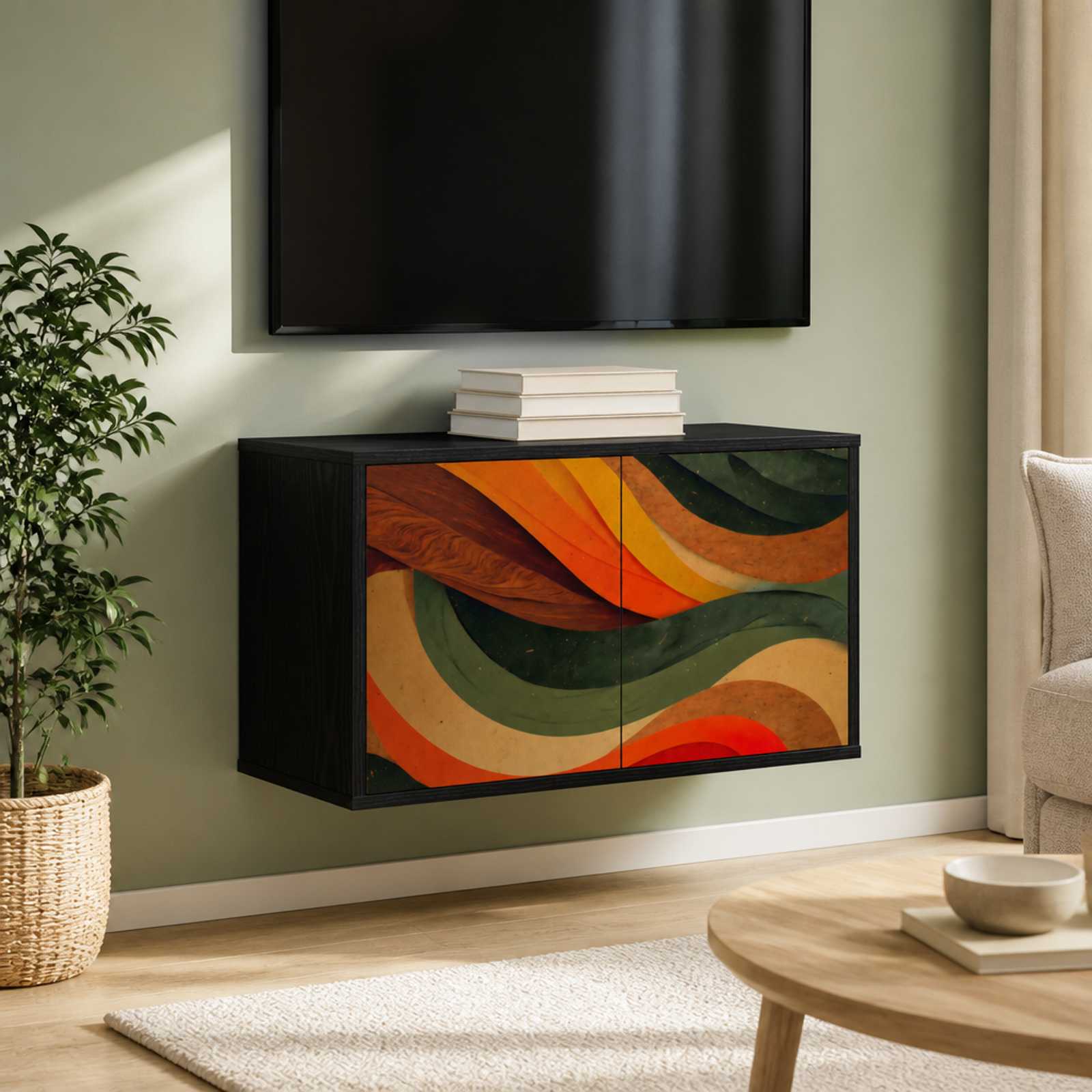 Seinale paigaldatav TV kapp BONN 69 x 33 x 40 cm Must tamm