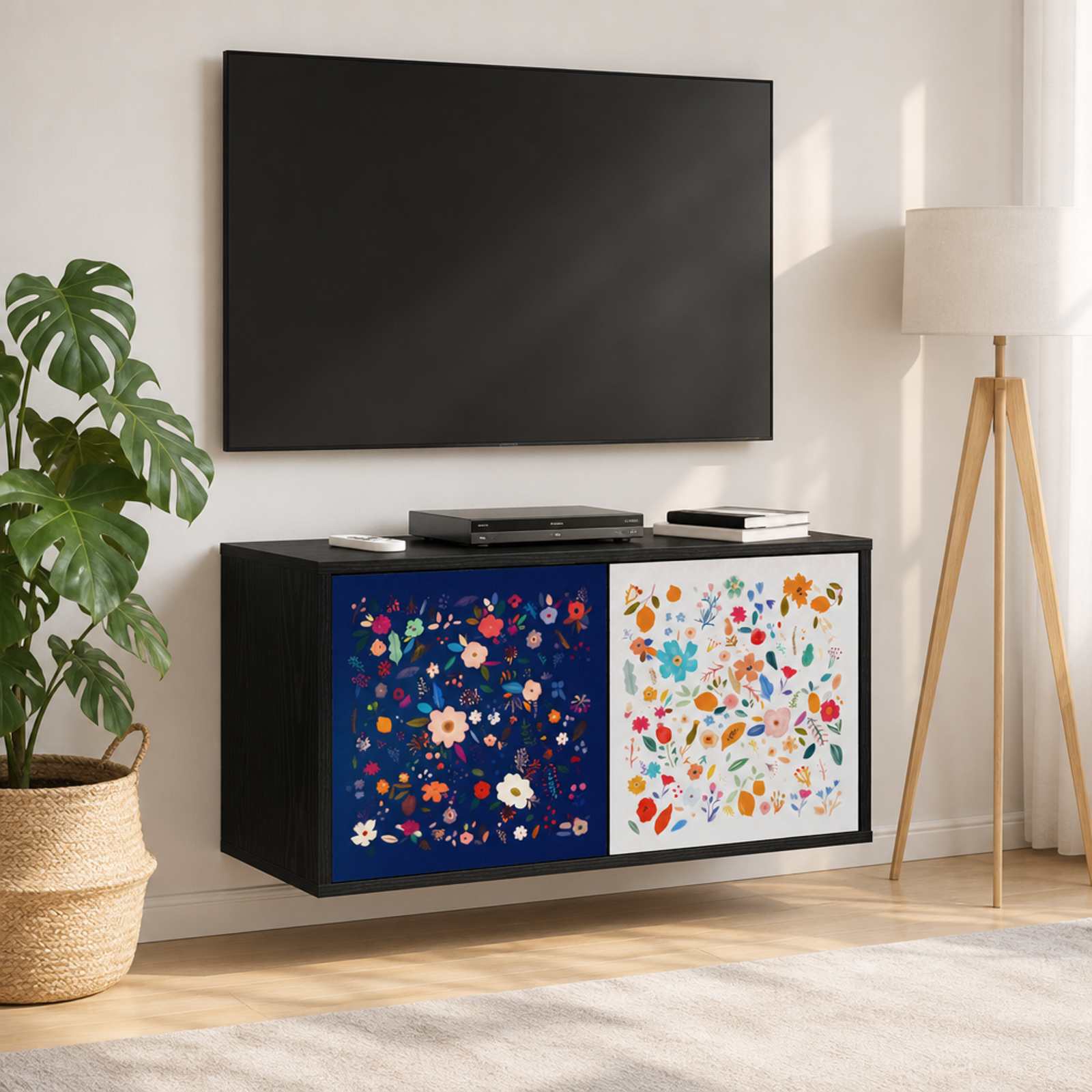 Seinale paigaldatav TV kapp MAINZ 69 x 33 x 40 cm Must tamm