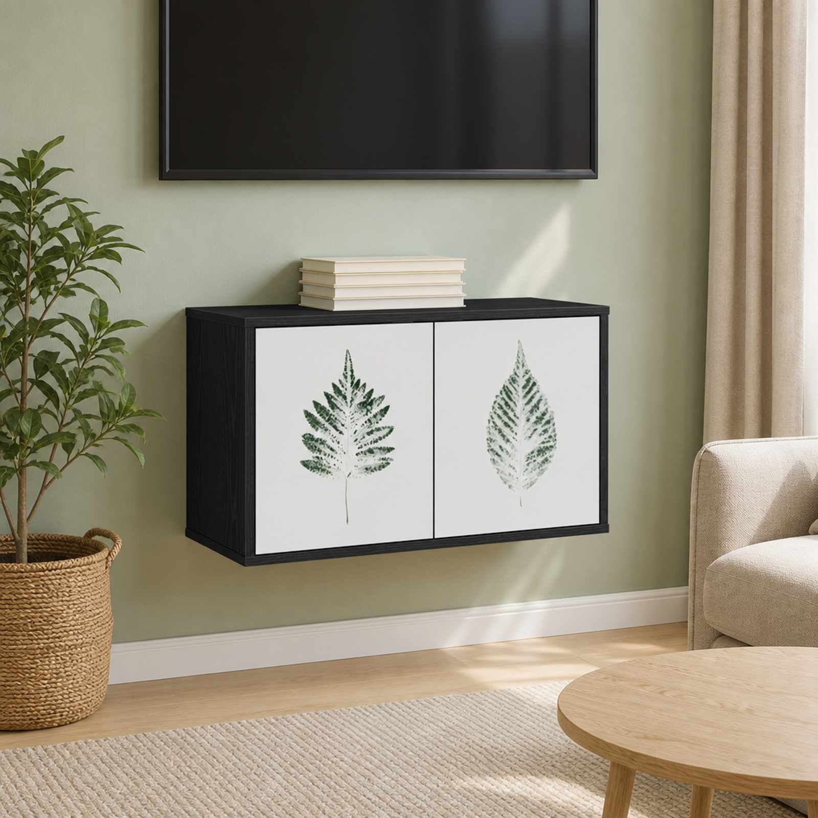 Seinale paigaldatav TV kapp HANAU 69 x 33 x 40 cm Must tamm