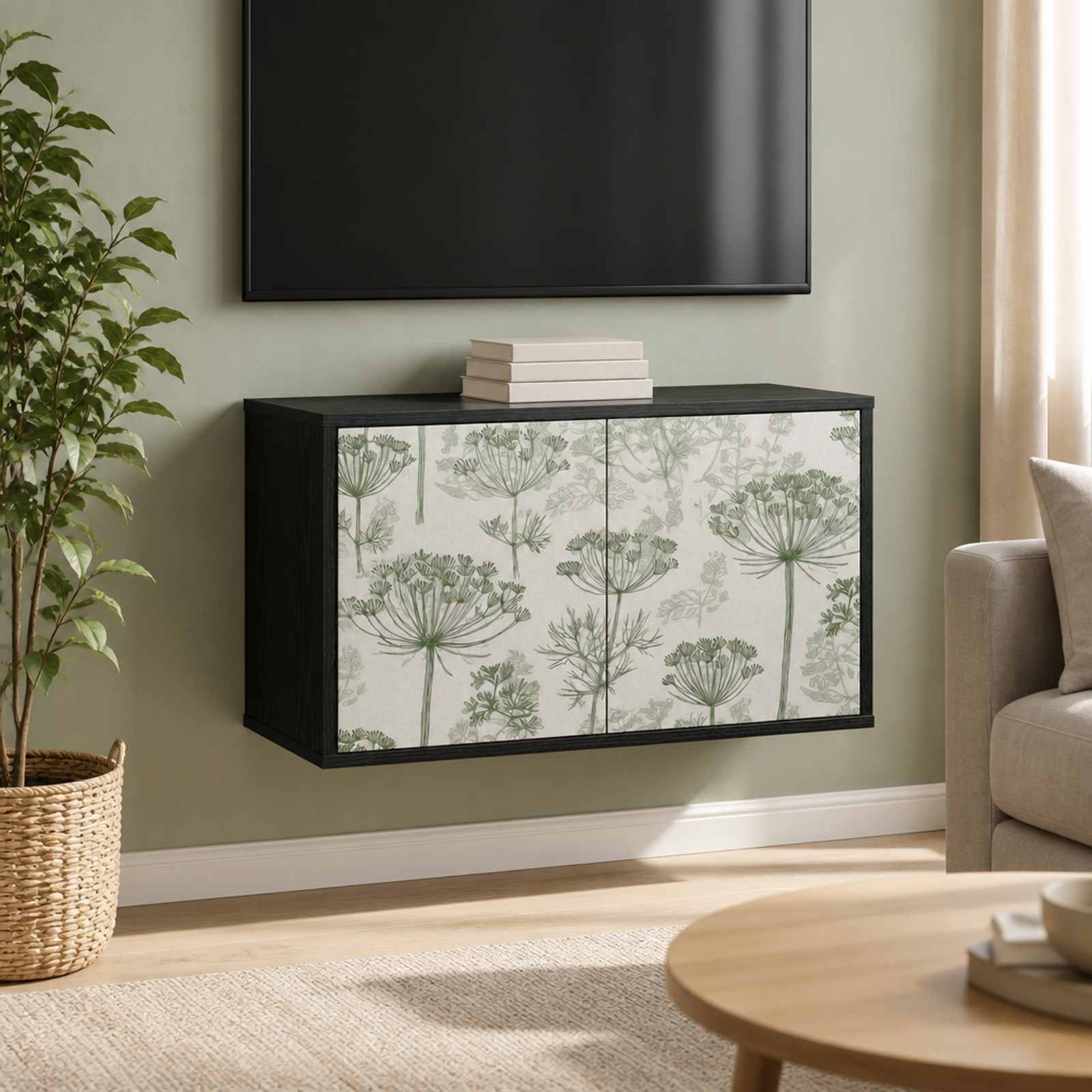 Seinale paigaldatav TV kapp GOTHA 69 x 33 x 40 cm Must tamm