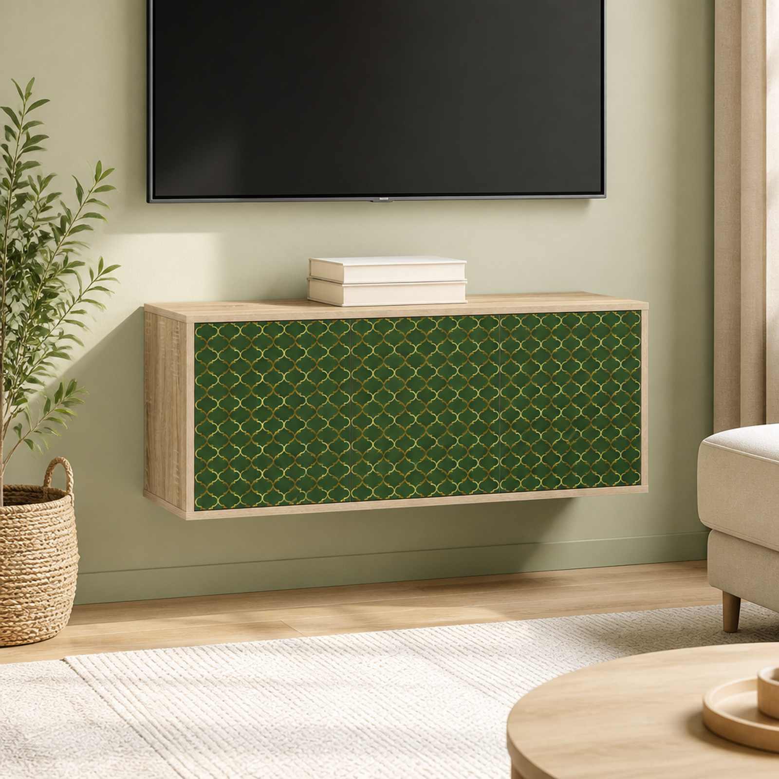 Seinale paigaldatav TV kapp GELEEN 102 x 33 x 40 cm Sonoma tamm