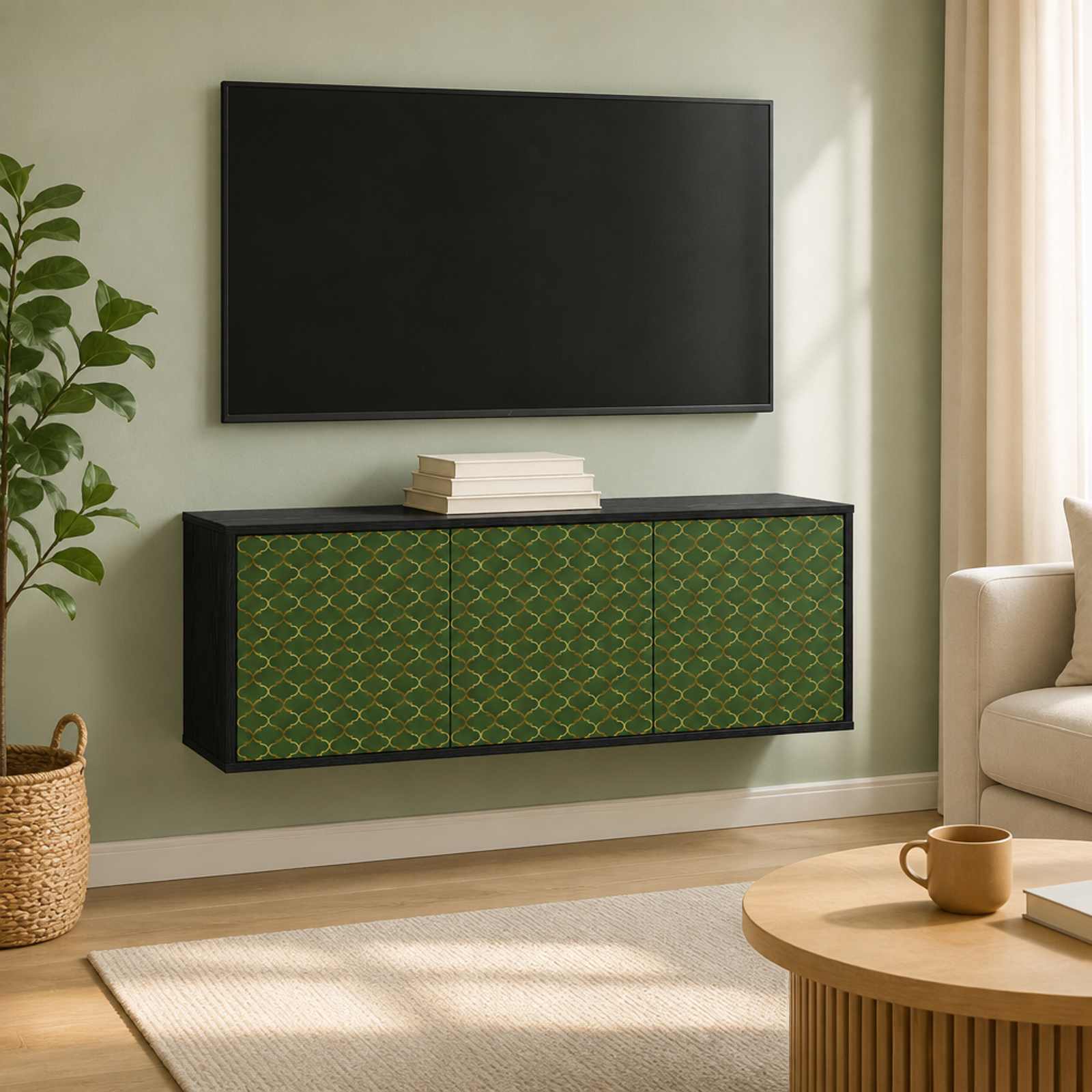 Seinale paigaldatav TV kapp GELEEN 102 x 33 x 40 cm Must tamm