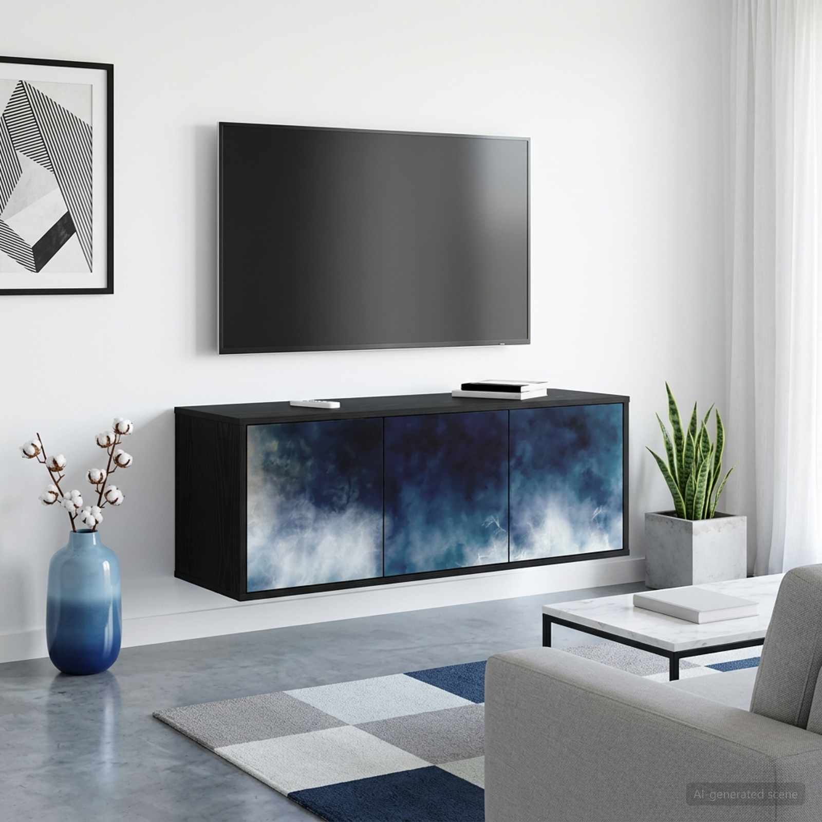 Seinale paigaldatav TV kapp RAALTE 102 x 33 x 40 cm Must tamm