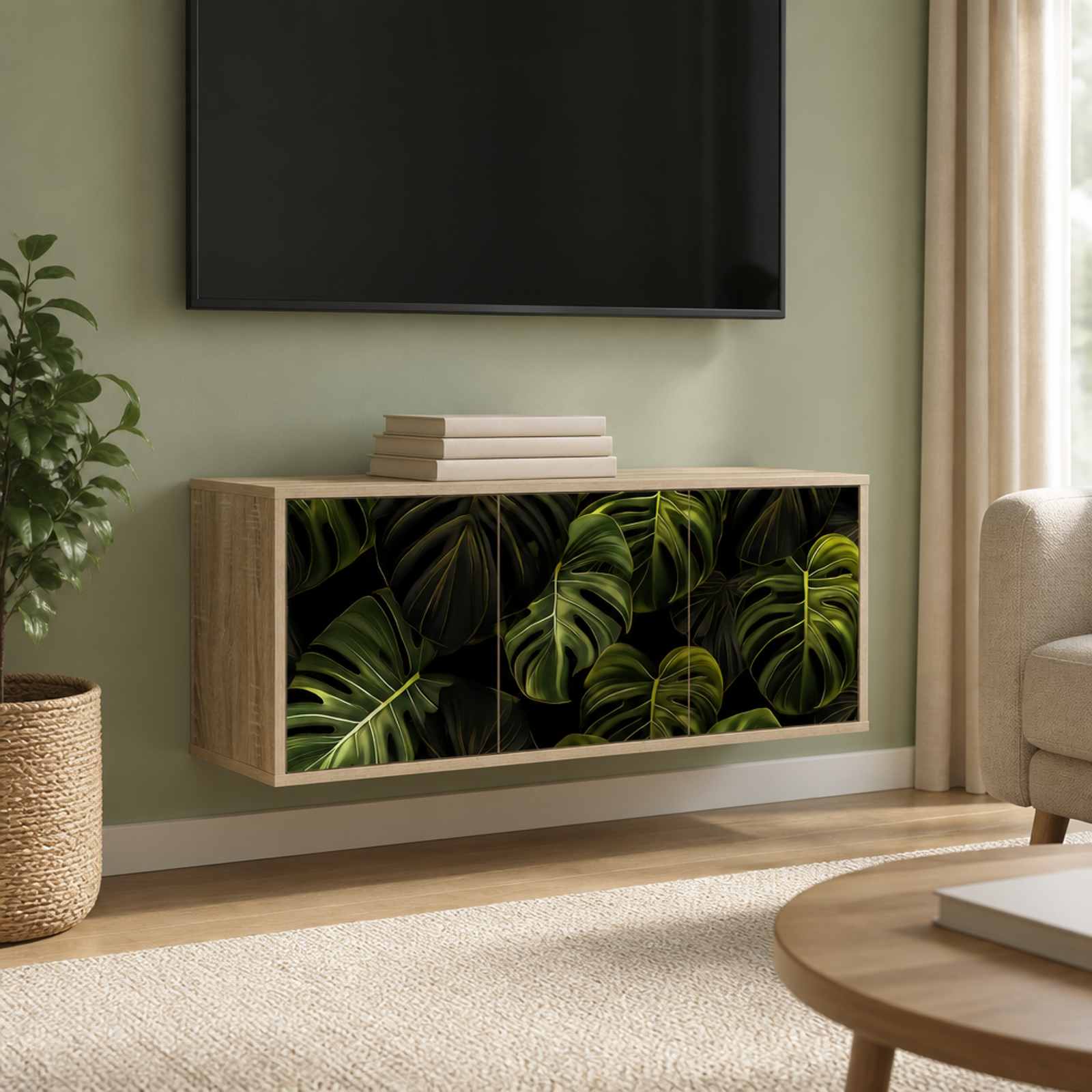 Seinale paigaldatav TV kapp ELBURG 102 x 33 x 40 cm Sonoma tamm