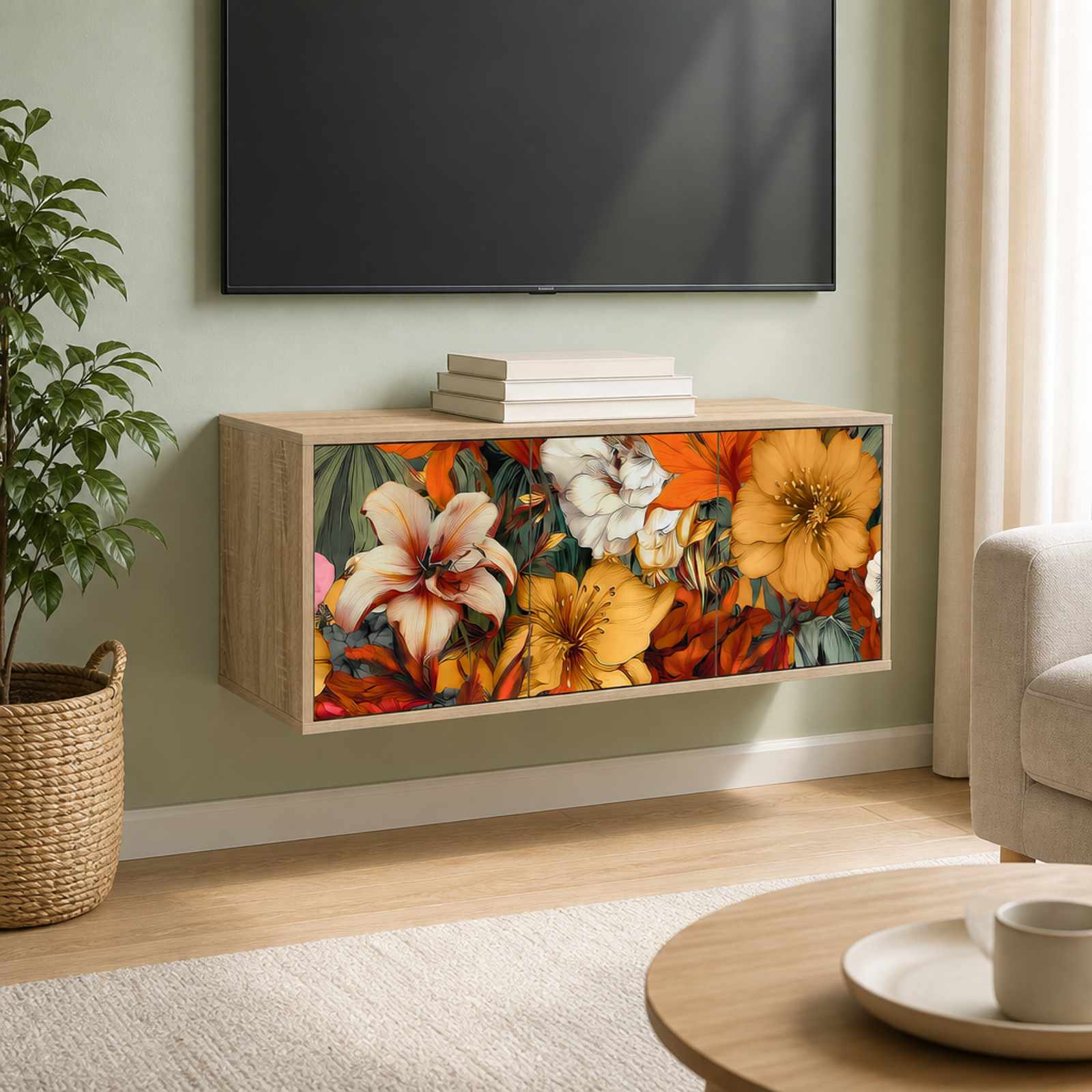 Seinale paigaldatav TV kapp GENNEP 102 x 33 x 40 cm Sonoma tamm