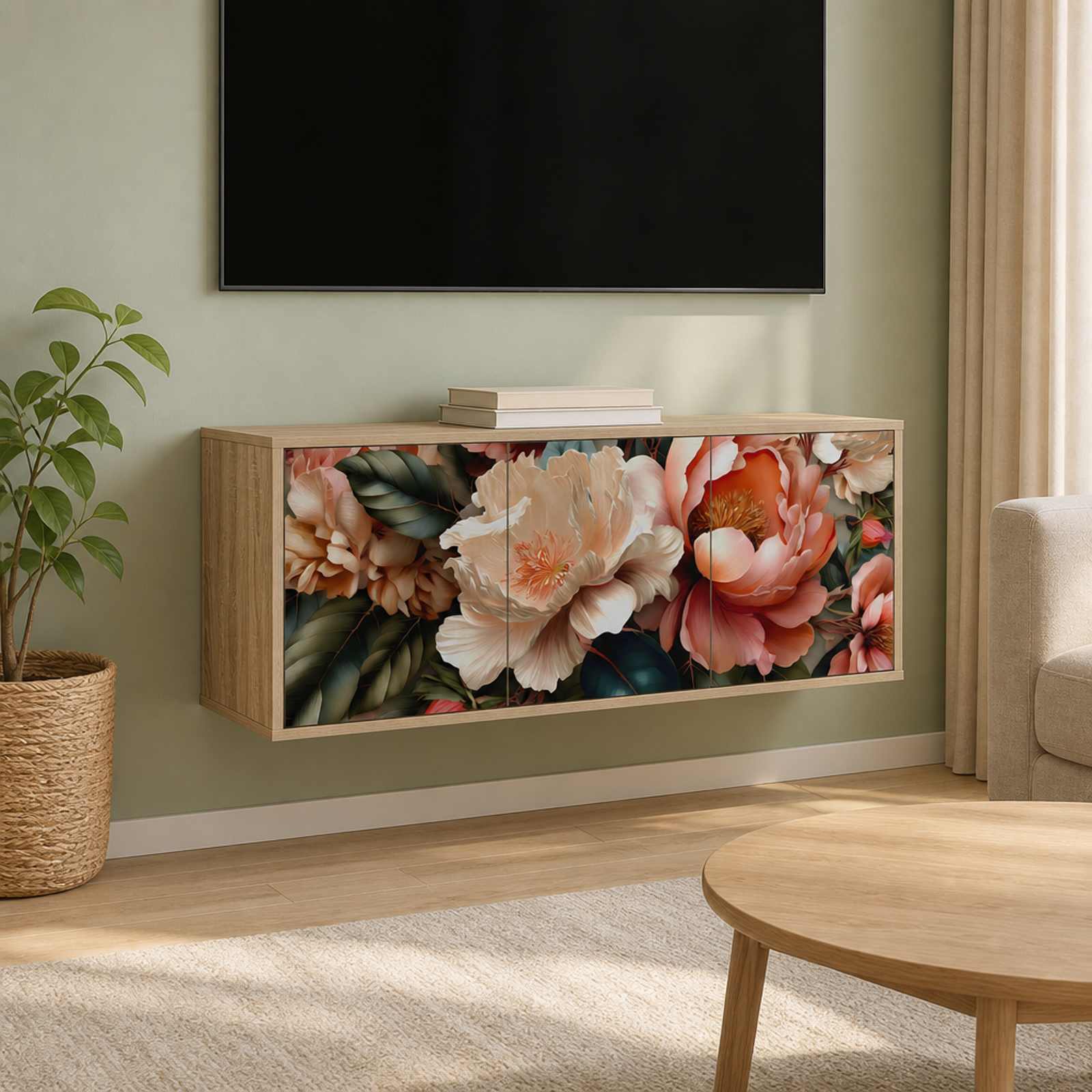 Seinale paigaldatav TV kapp BORNE 102 x 33 x 40 cm Sonoma tamm