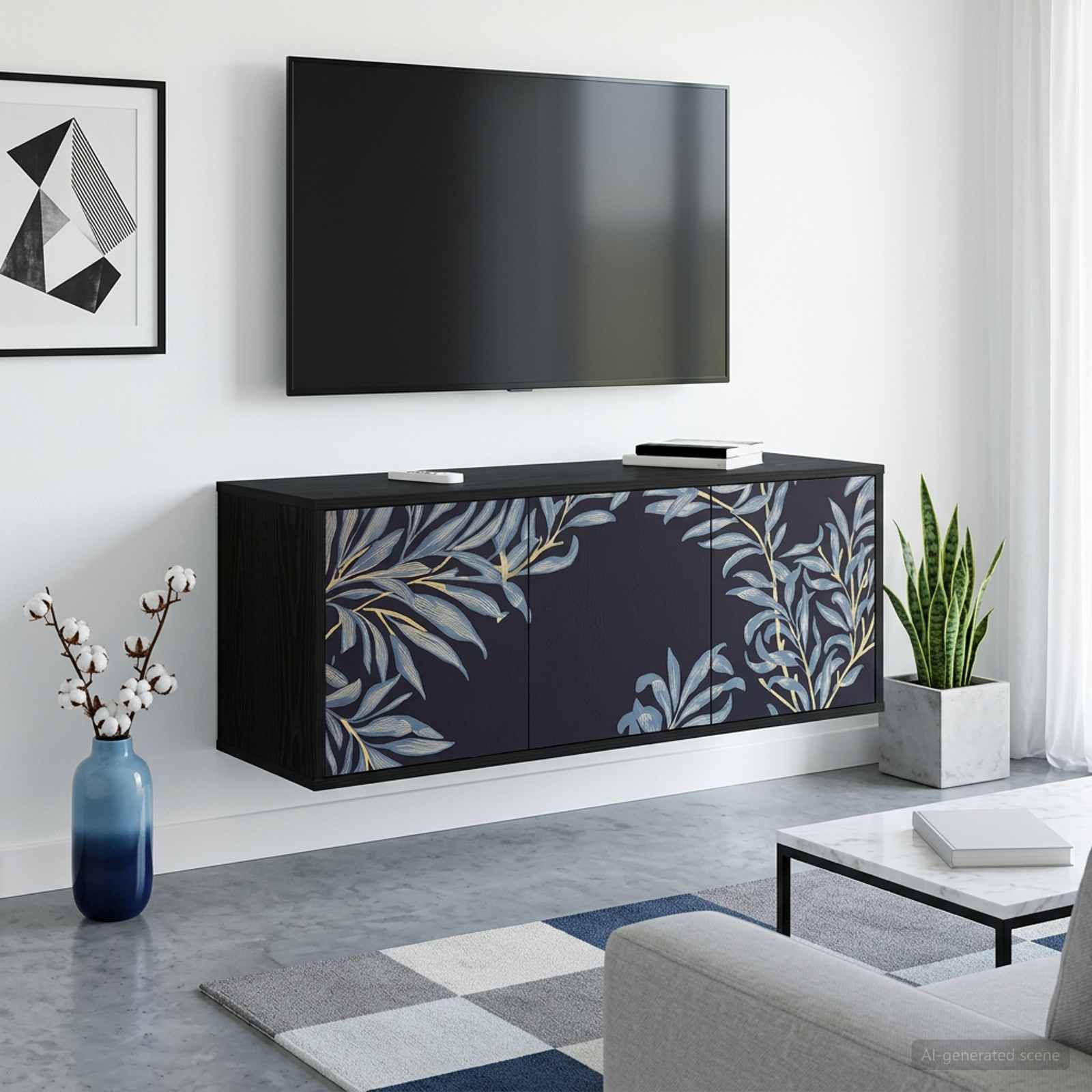 Seinale paigaldatav TV kapp DOKKUM 102 x 33 x 40 cm Must tamm