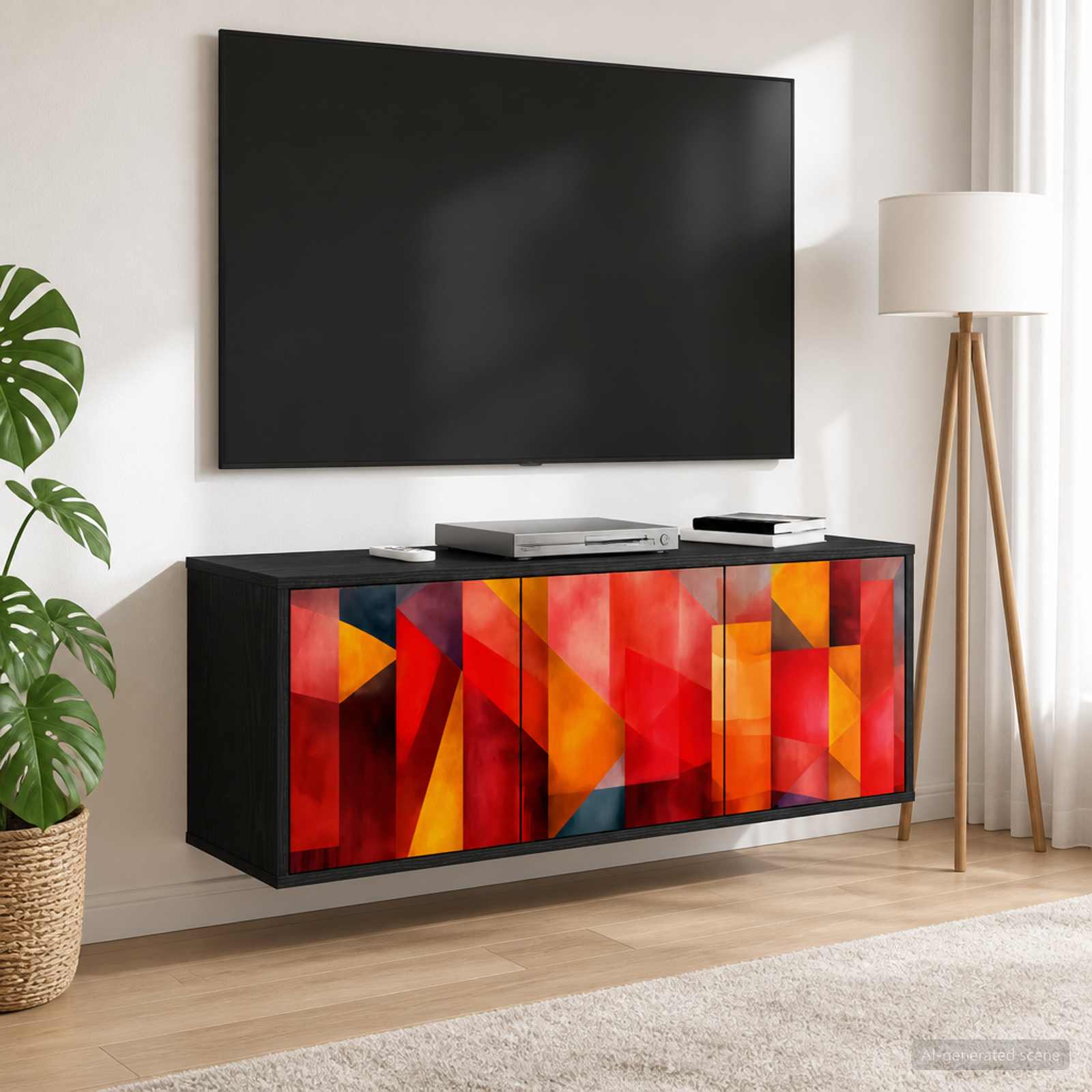 Seinale paigaldatav TV kapp HEESCH 102 x 33 x 40 cm Must tamm