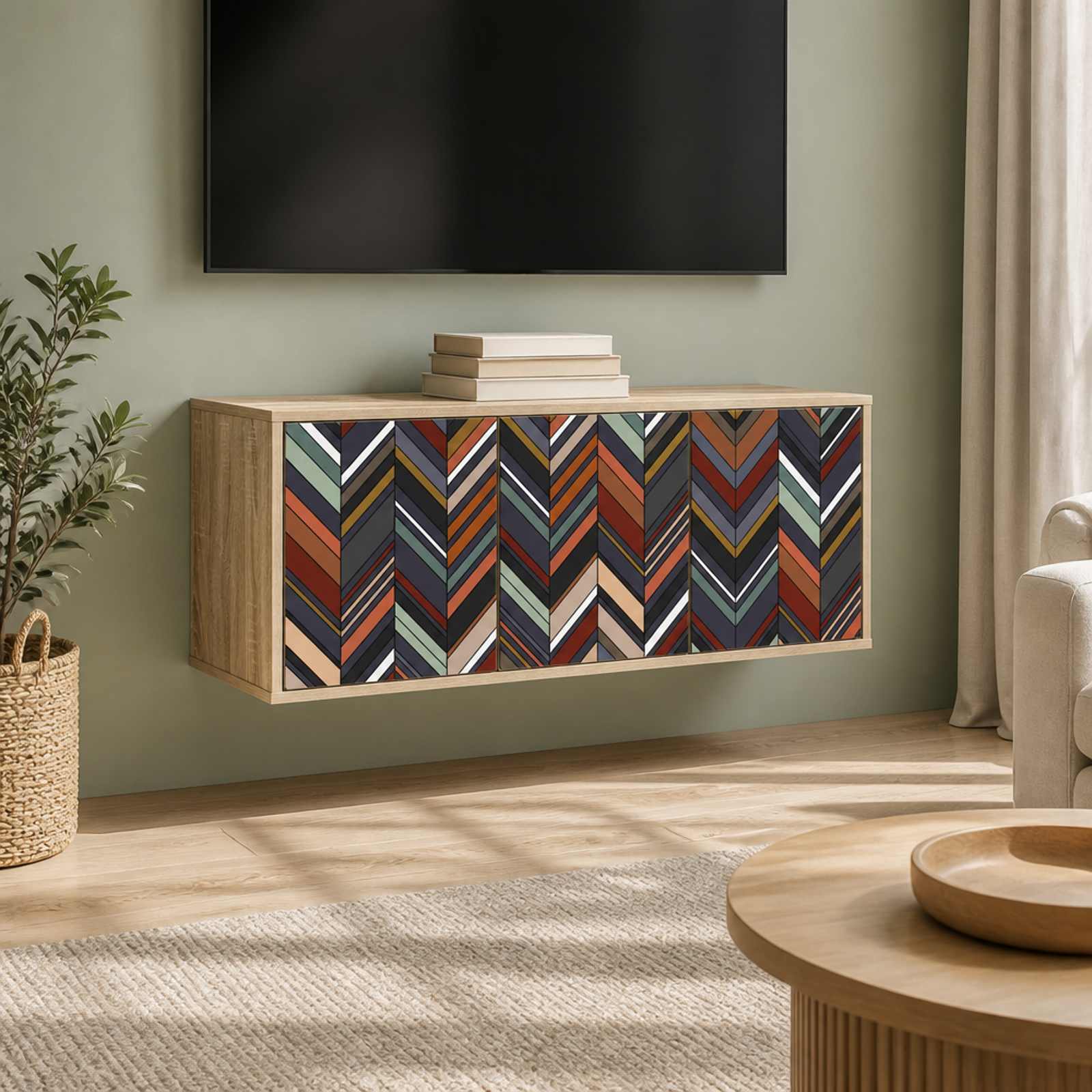 Seinale paigaldatav TV kapp OMMEN 102 x 33 x 40 cm Sonoma tamm
