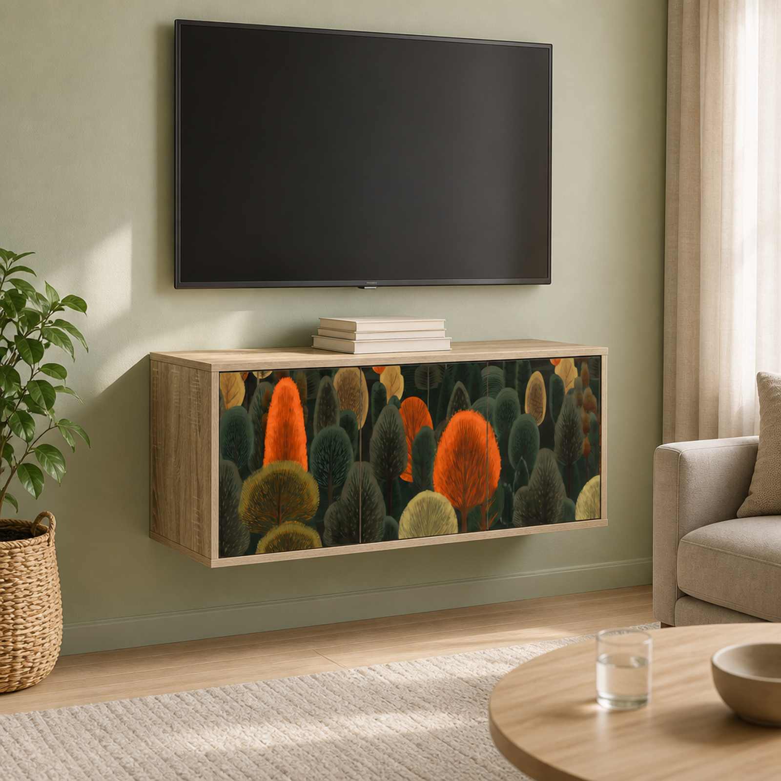 Seinale paigaldatav TV kapp ZAANDAM 102 x 33 x 40 cm Tehispuit