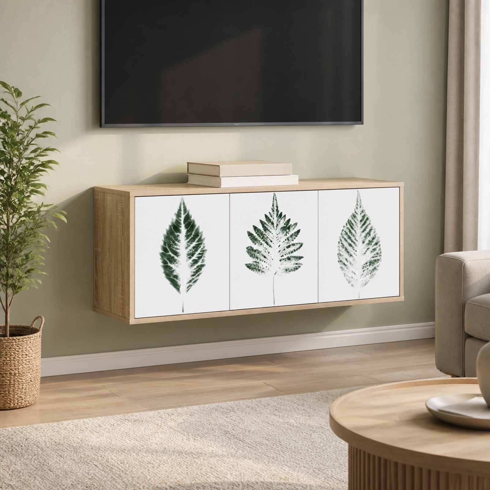Seinale paigaldatav TV kapp HANAU 102 x 33 x 40 cm Sonoma tamm