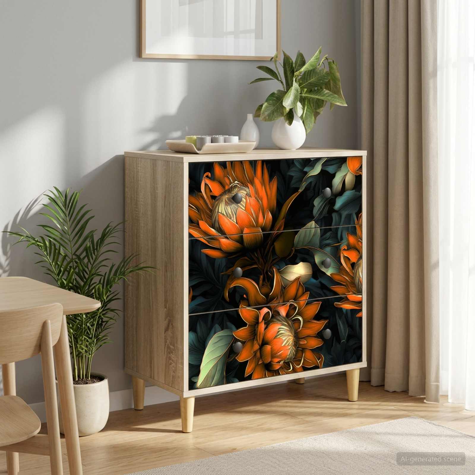 Õhupoli LOCHEM Kollane trükk 66 x 36,5 x 75 cm Tehispuit Sonoma