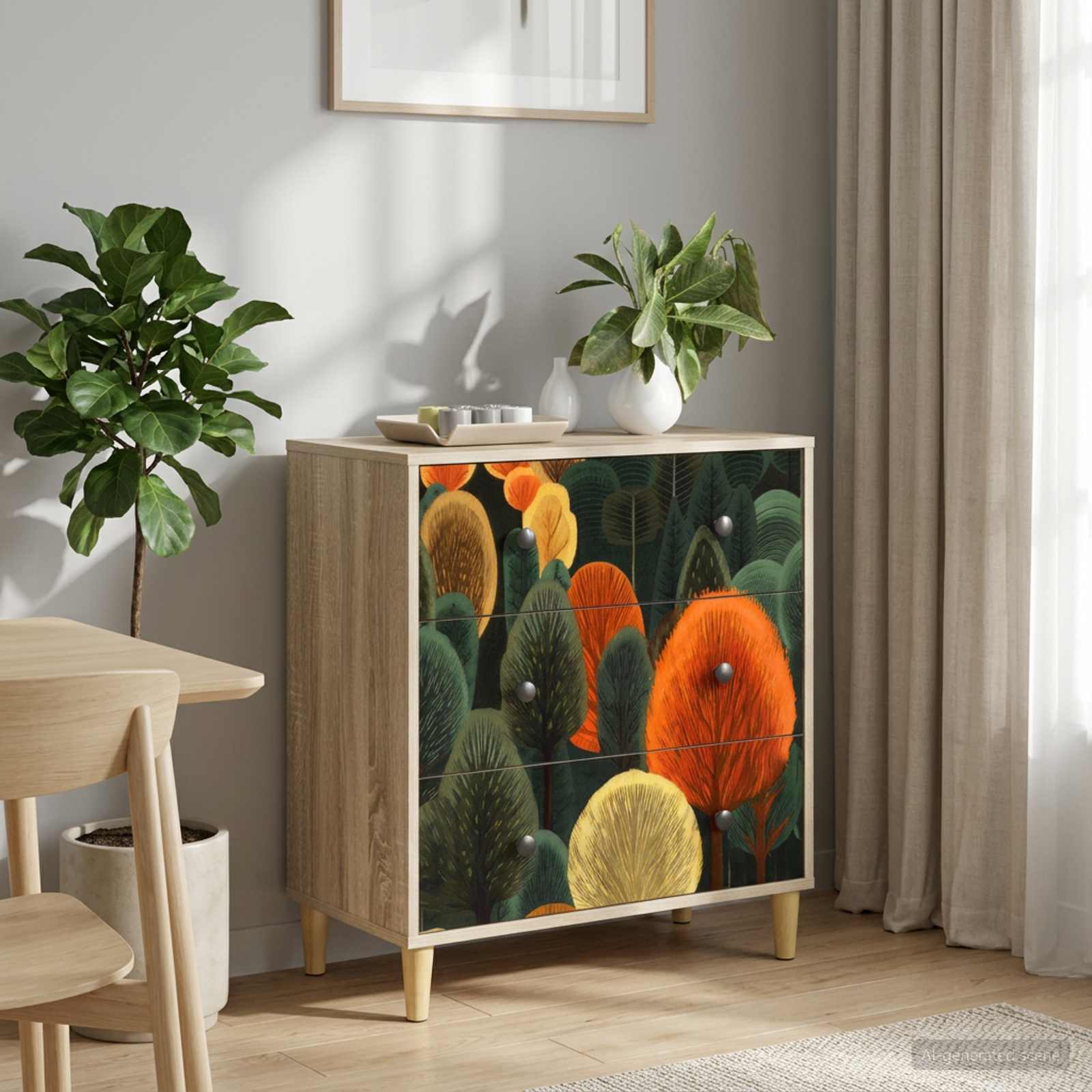 Õhupoli ZAANDAM Metsa muster 66 x 36,5 x 75 cm Tehispuit Sonoma