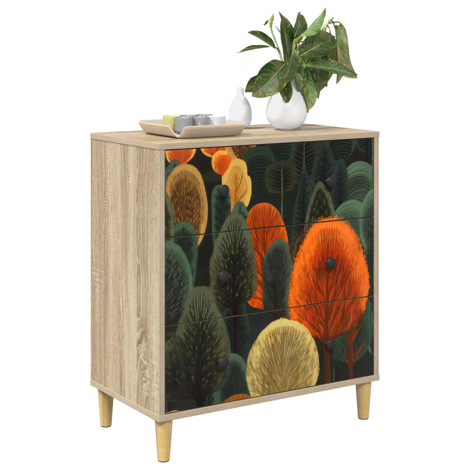 Õhupoli ZAANDAM Metsa muster 66 x 36,5 x 75 cm Tehispuit Sonoma