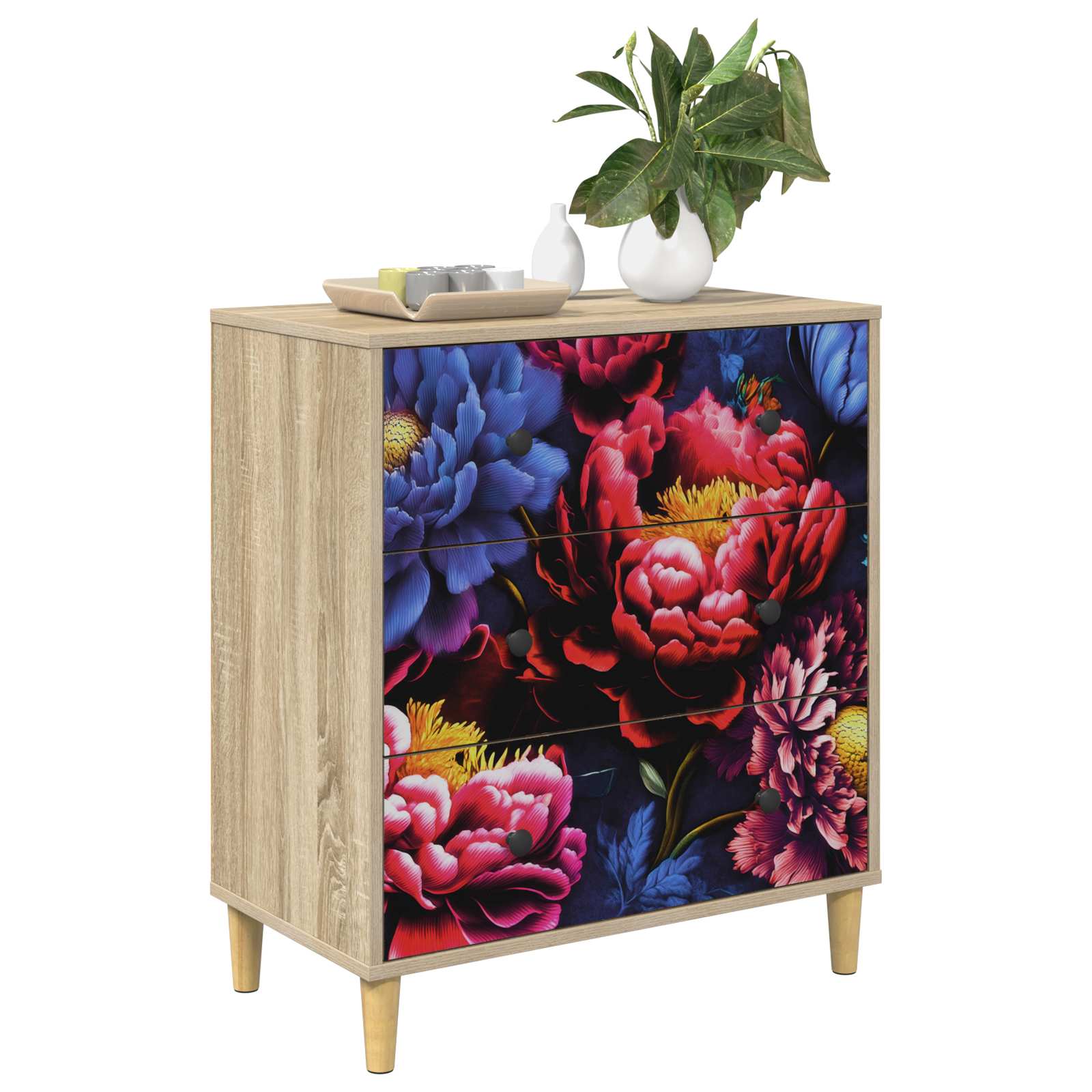 Õhupoli KIEL Tumedat pionide mustrit 66 x 36,5 x 75 cm Sonoma