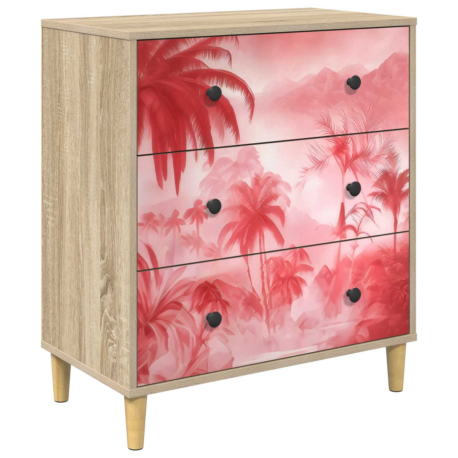 Õhupoli AACHEN Roosa palmipuu trükk 66 x 36,5 x 75 cm Tehispuit