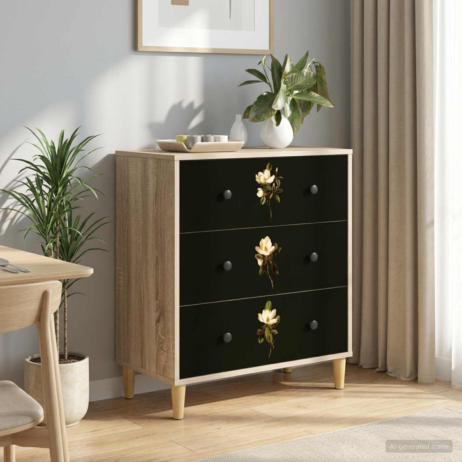 Õhupoli BREMEN Magnolia muster 66 x 36,5 x 75 cm Tehispuit