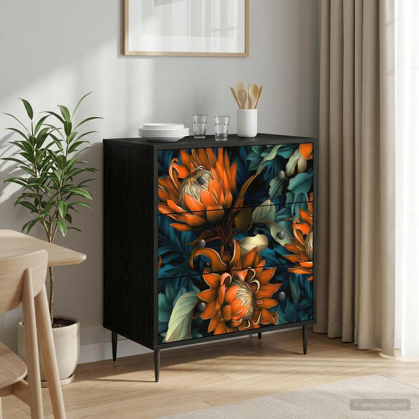 Õhupoli LOCHEM Kollane trükk 66 x 36,5 x 76 cm Tehispuit