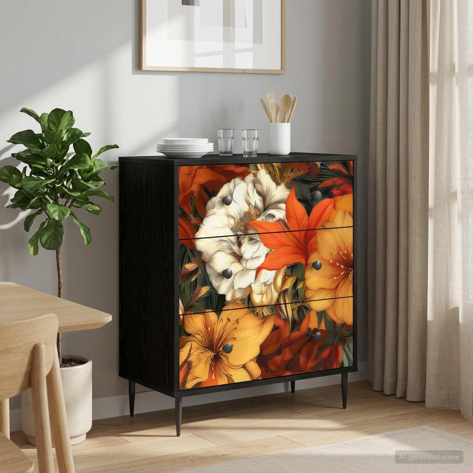 Õhupoli GENNEP Liilia mustris 66 x 36,5 x 76 cm Tehispuit