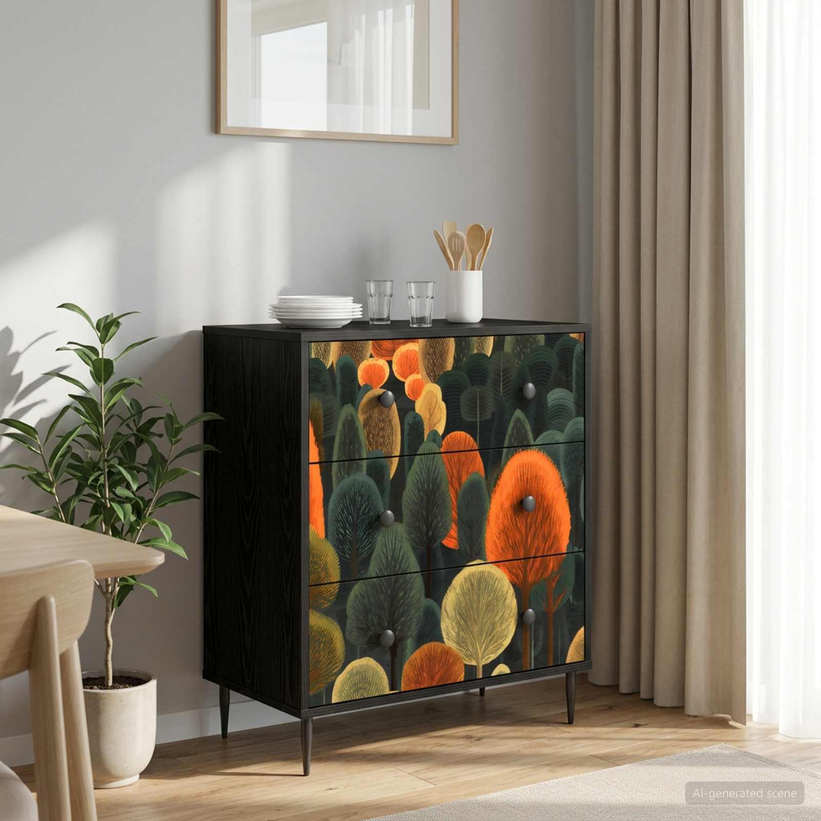 Õhupoli ZAANDAM Metsa muster 66 x 36,5 x 76 cm Tehispuit