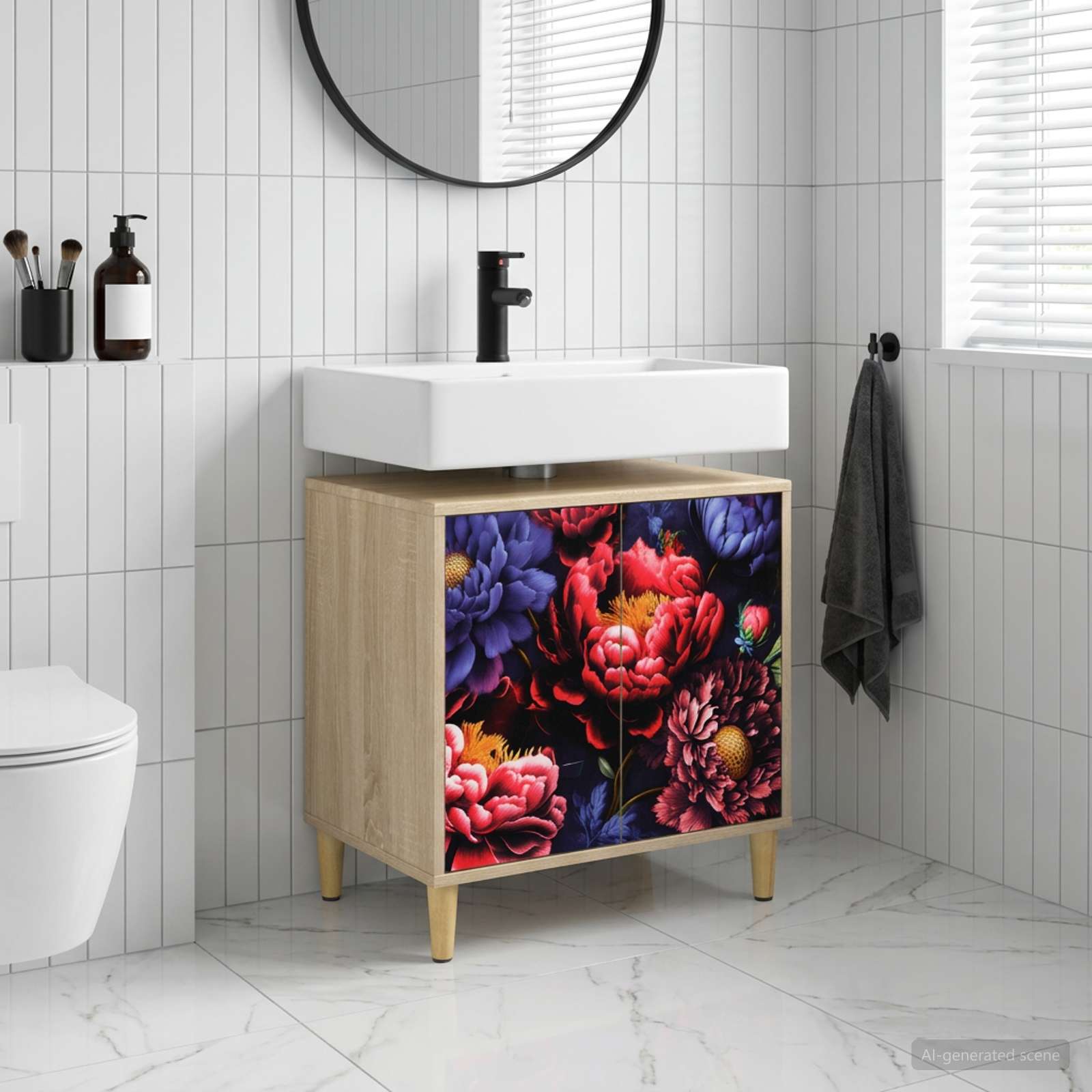 Vannitoa kapp KIEL Sonoma 60 x 40 x 60 cm Tehispuit