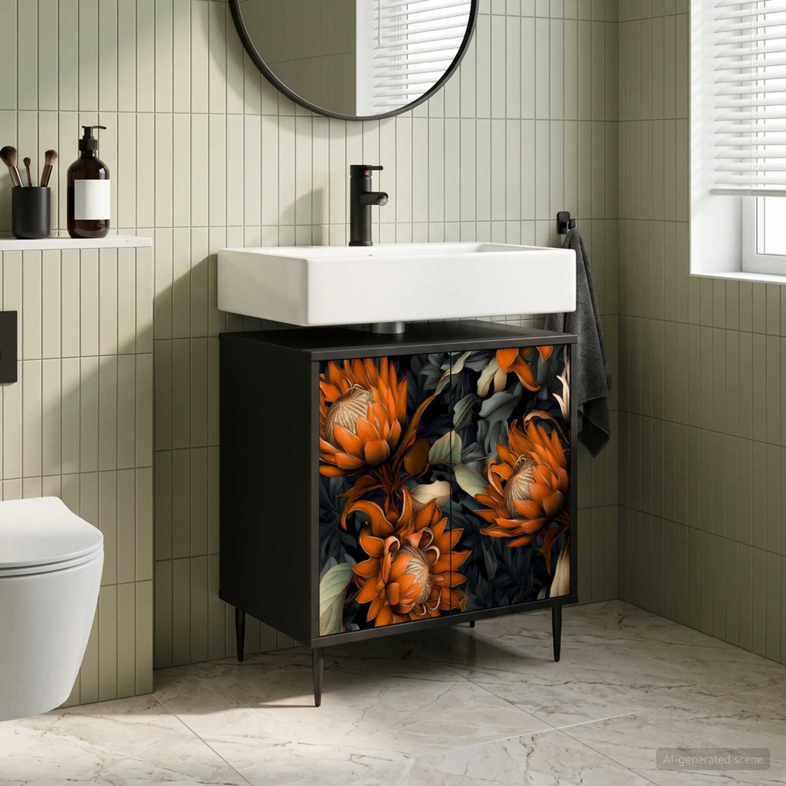 Vannitoa kapp LOCHEM Must tamm 60 x 40 x 61 cm Tehispuit