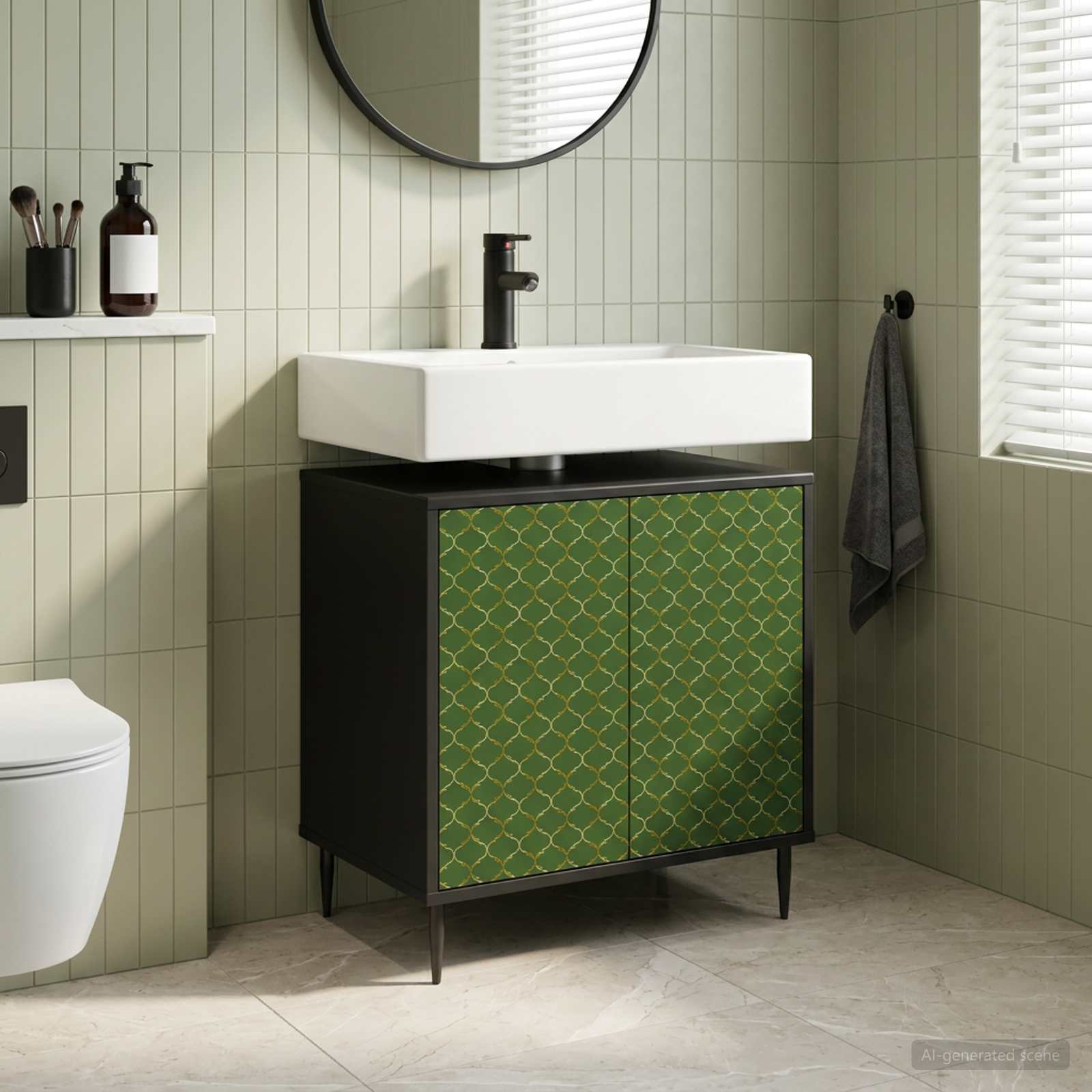 Vannitoa kapp GELEEN Must tamm 60 x 40 x 61 cm Tehispuit