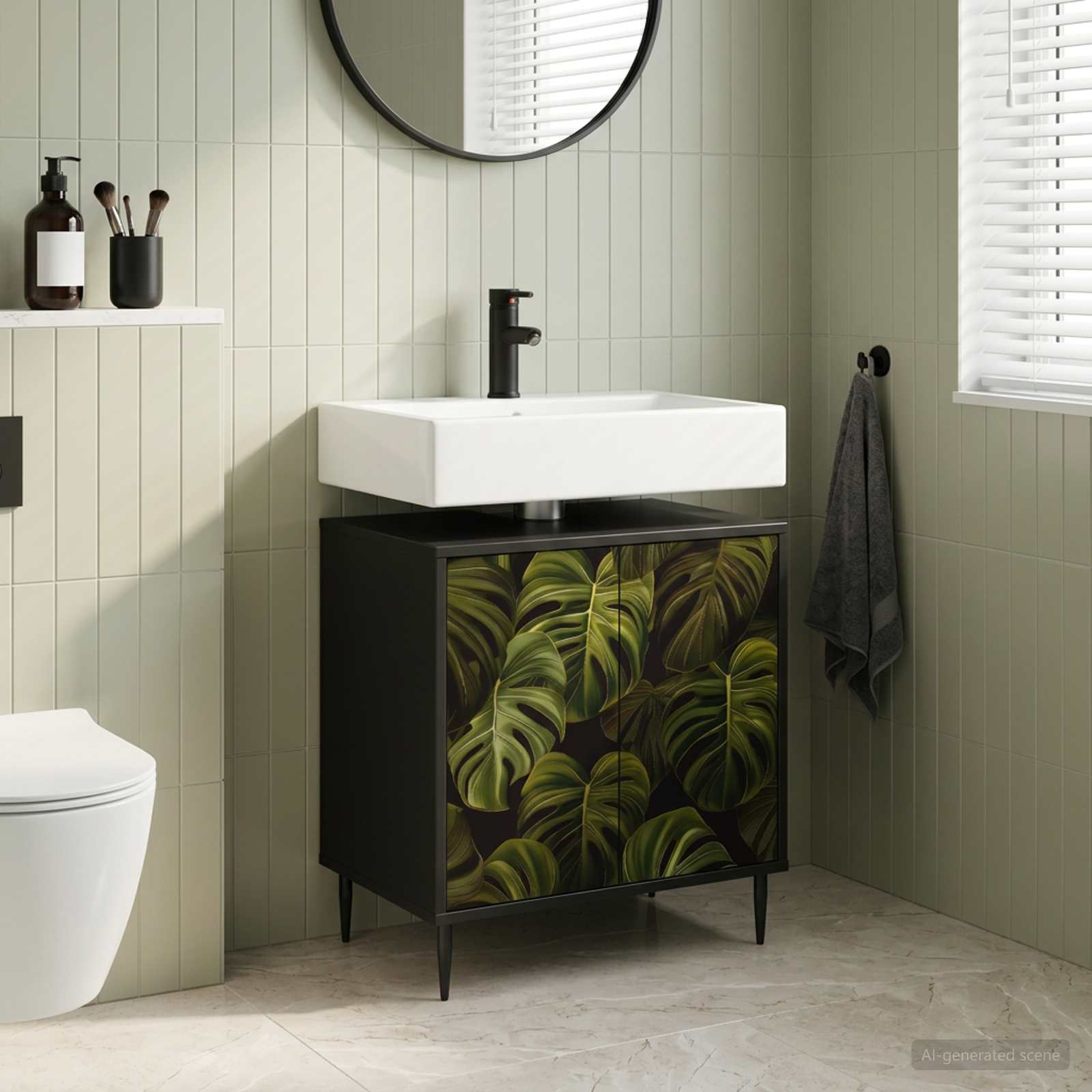 Vannitoa kapp ELBURG Must tamm 60 x 40 x 61 cm Tehispuit